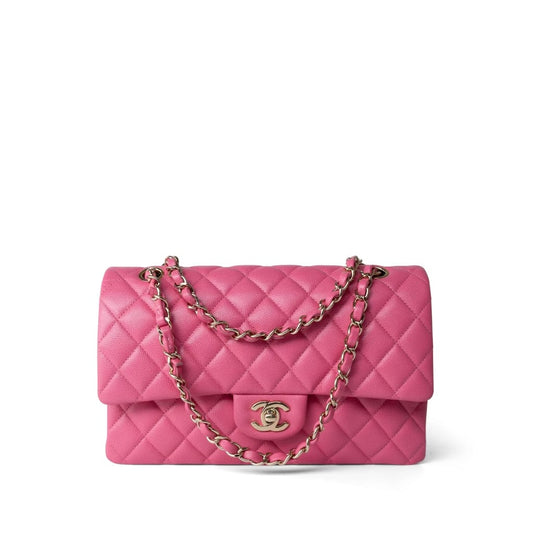 Pink Caviar Quilted Classic Flap Medium Light Gold Hardware