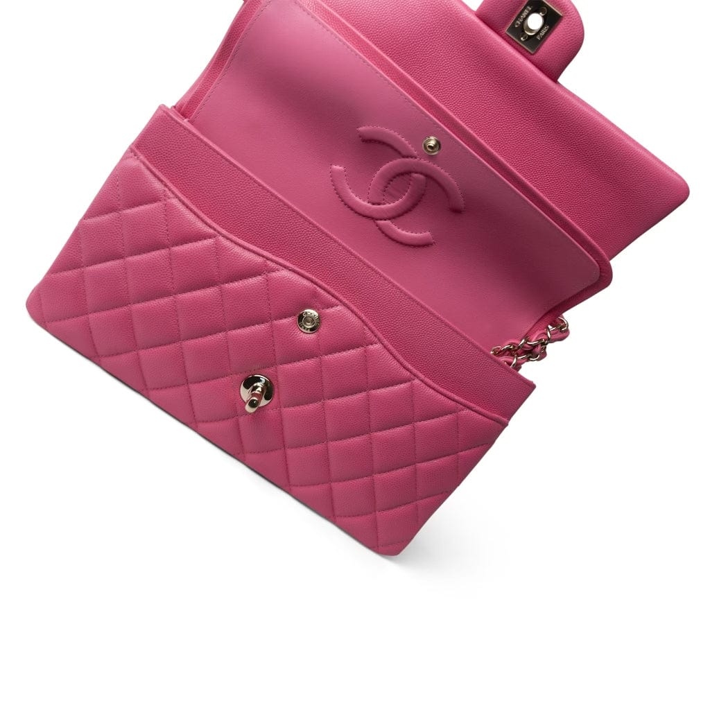 Pink Caviar Quilted Classic Flap Medium Light Gold Hardware