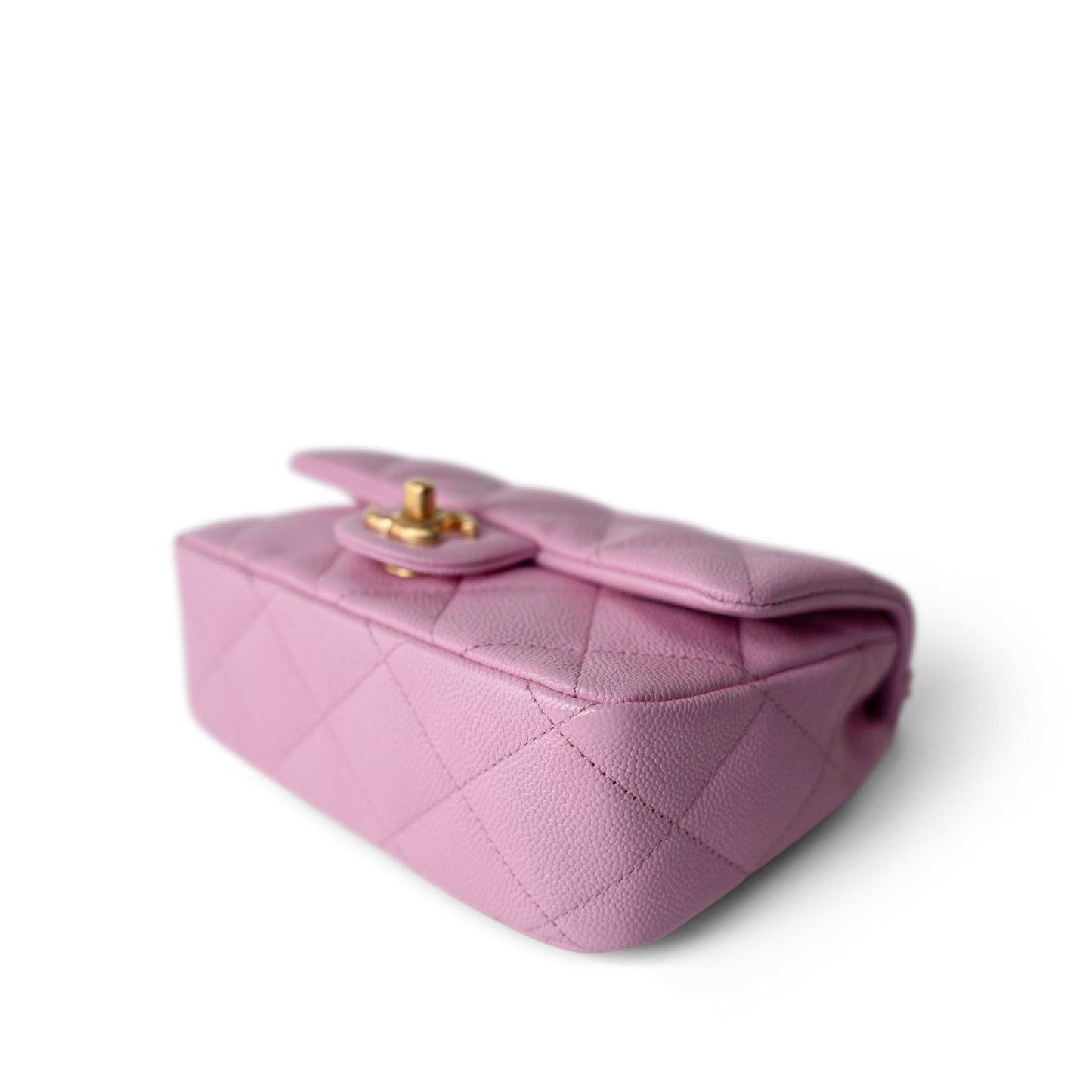 Pink Caviar Quilted Sweetheart Mini Flap Antique Gold Hardware