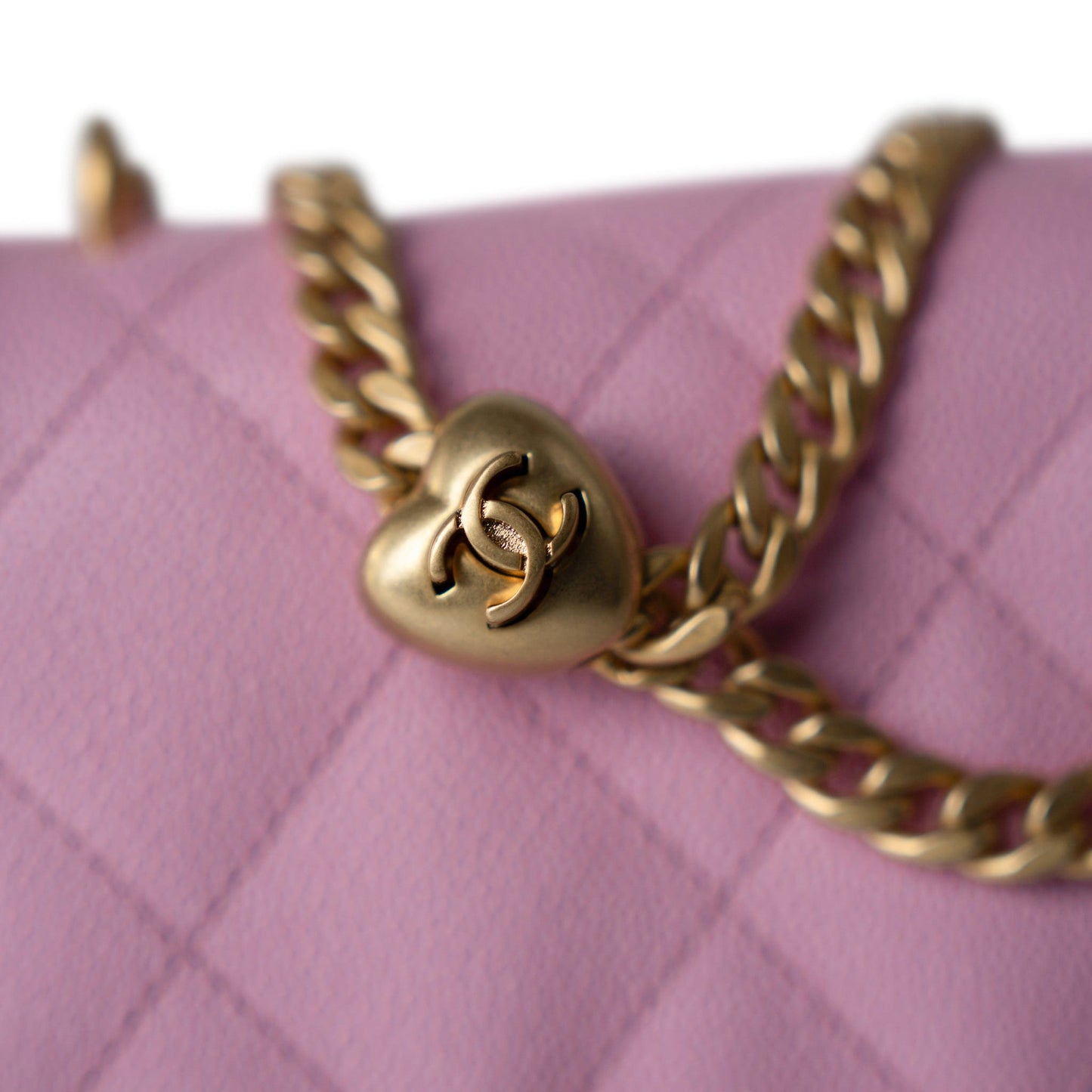 Pink Caviar Quilted Sweetheart Mini Flap Antique Gold Hardware