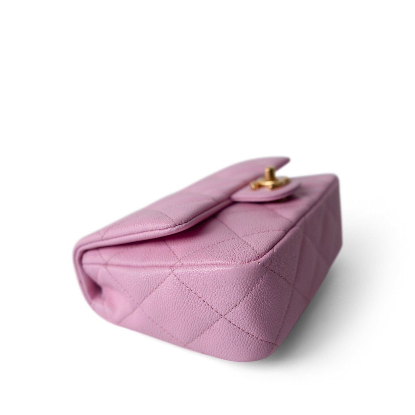 Pink Caviar Quilted Sweetheart Mini Flap Antique Gold Hardware