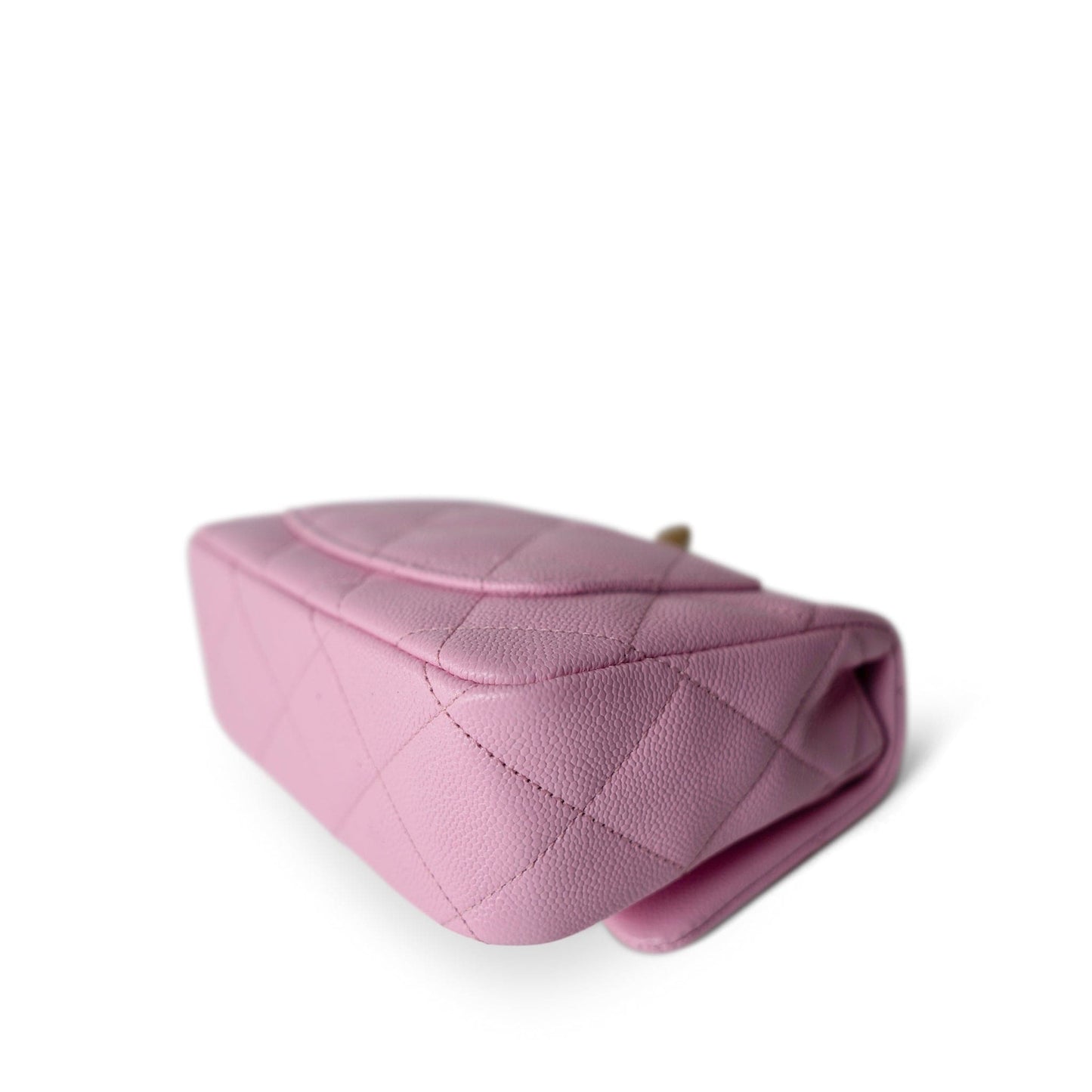 Pink Caviar Quilted Sweetheart Mini Flap Antique Gold Hardware