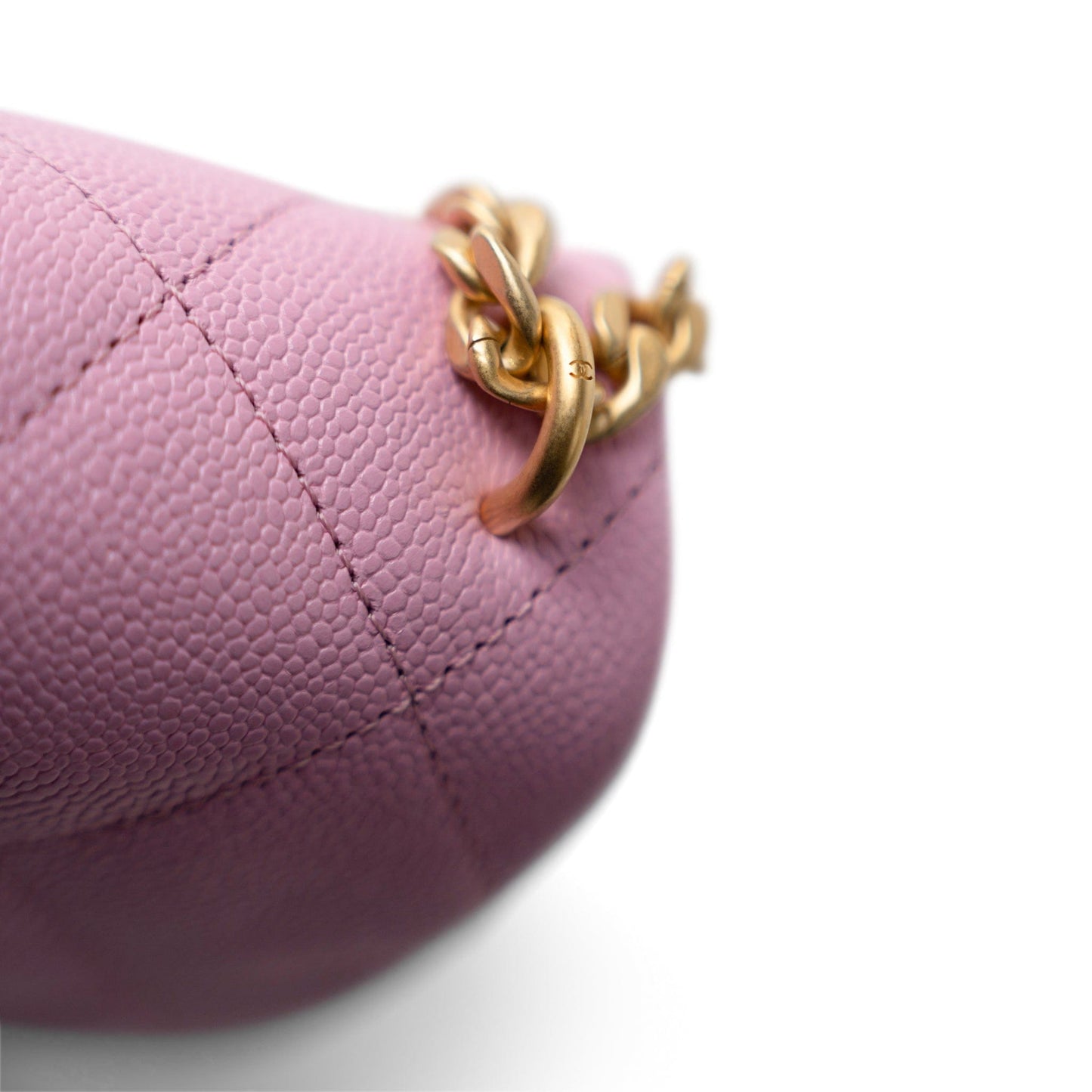 Pink Caviar Quilted Sweetheart Mini Flap Antique Gold Hardware