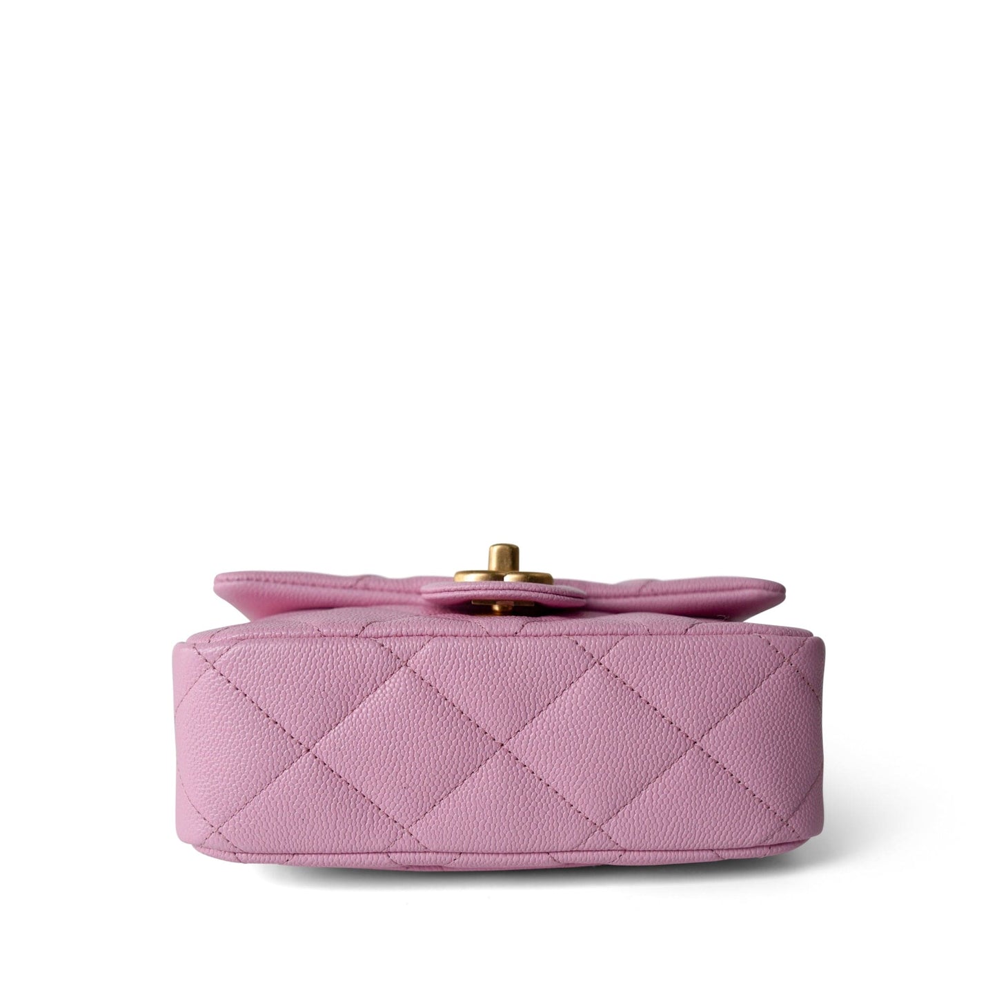 Pink Caviar Quilted Sweetheart Mini Flap Antique Gold Hardware