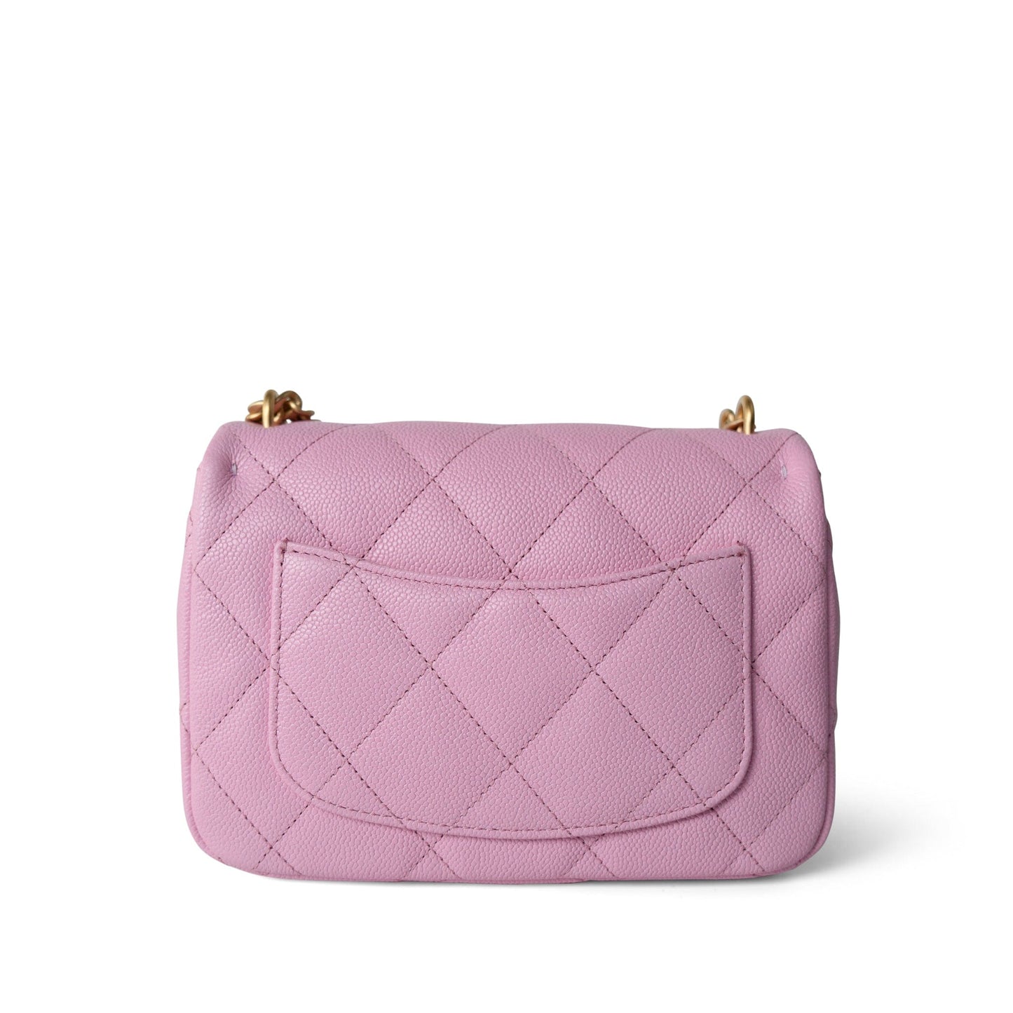 Pink Caviar Quilted Sweetheart Mini Flap Antique Gold Hardware