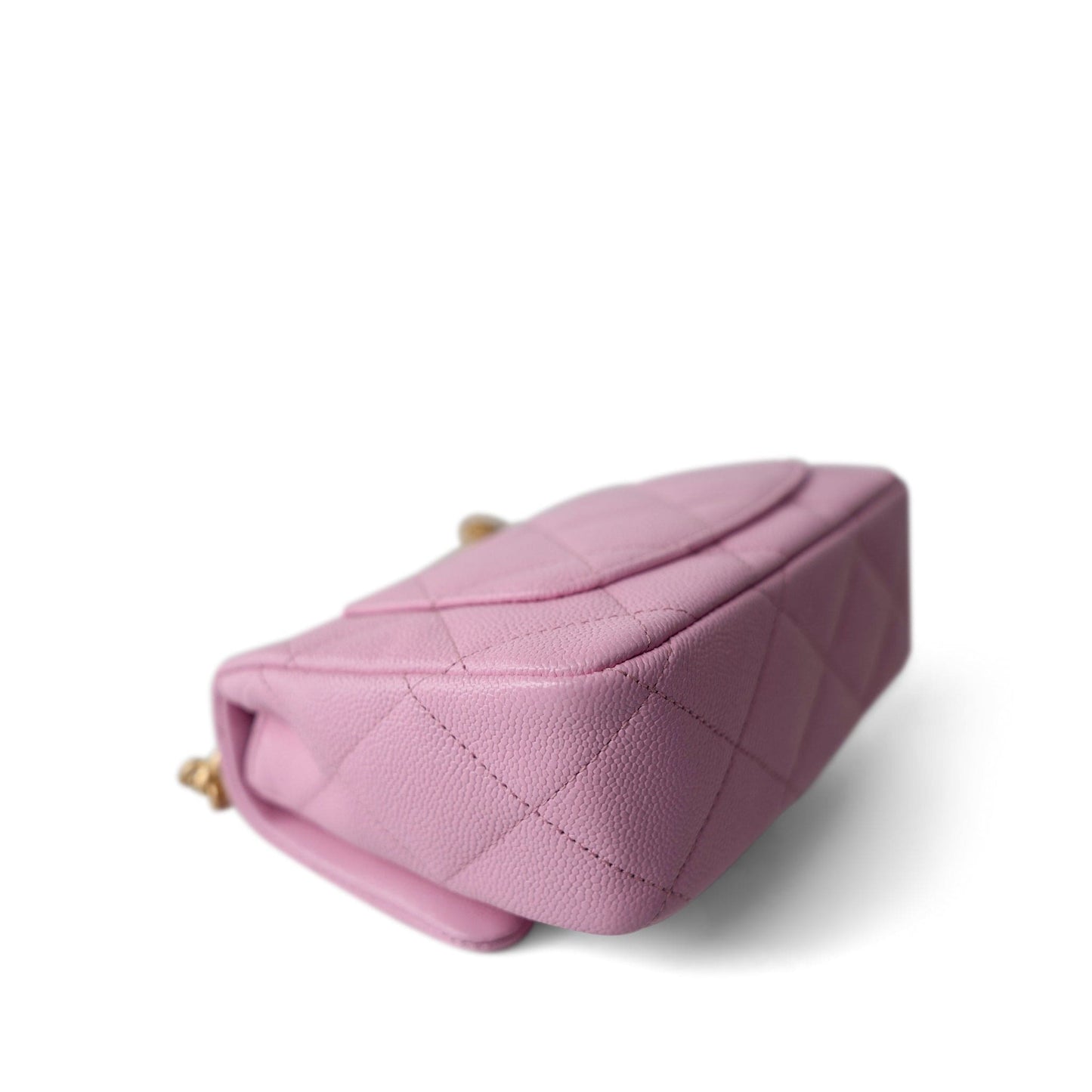 Pink Caviar Quilted Sweetheart Mini Flap Antique Gold Hardware