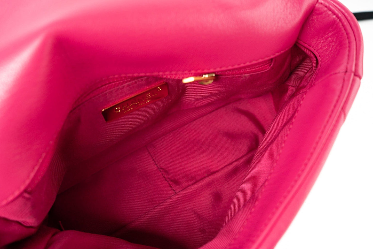 Pink Goatskin Quilted 19 Flap Small Mixed Hardware