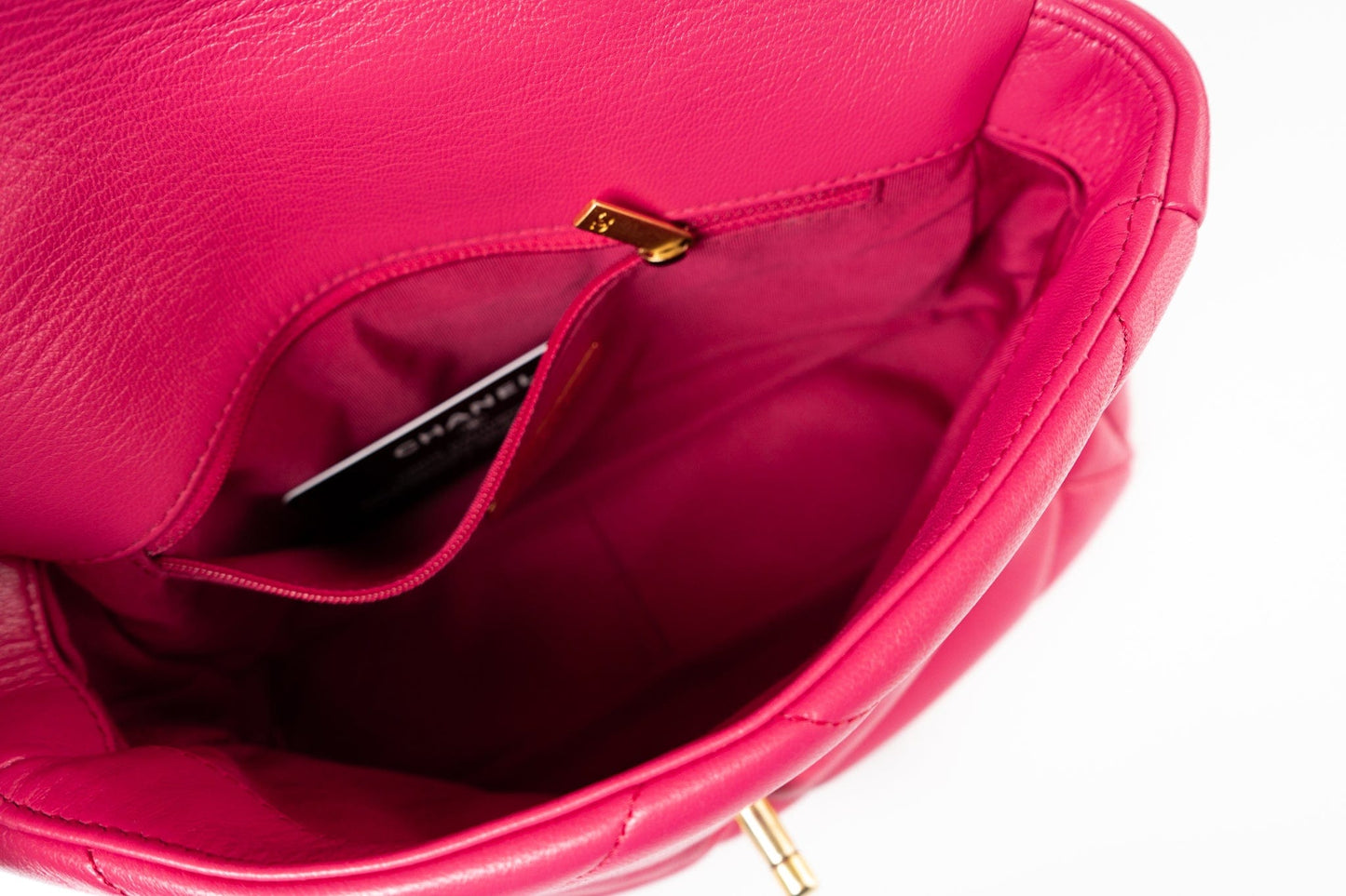 Pink Goatskin Quilted 19 Flap Small Mixed Hardware