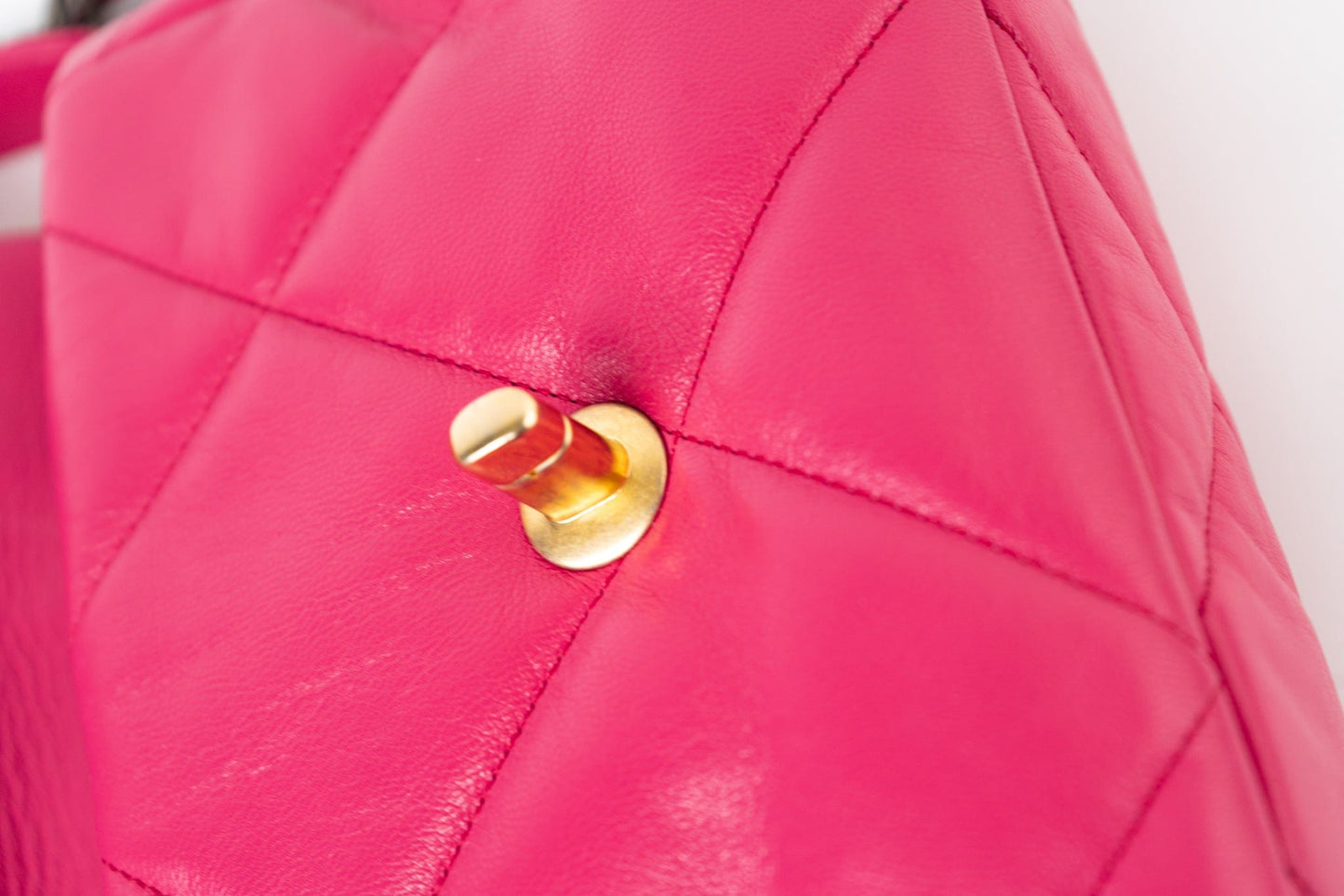 Pink Goatskin Quilted 19 Flap Small Mixed Hardware