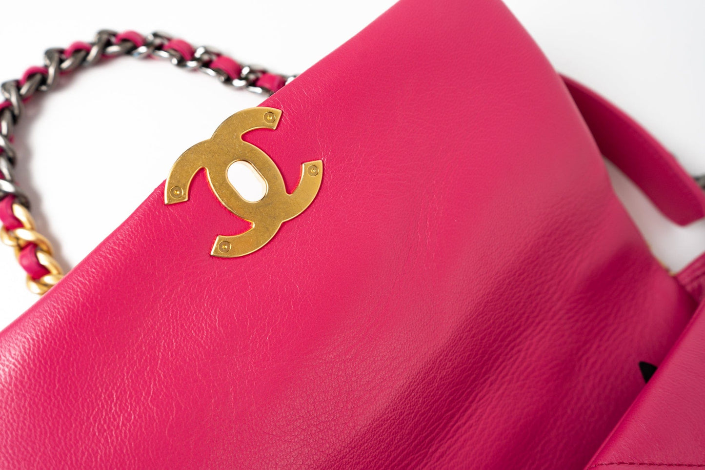 Pink Goatskin Quilted 19 Flap Small Mixed Hardware