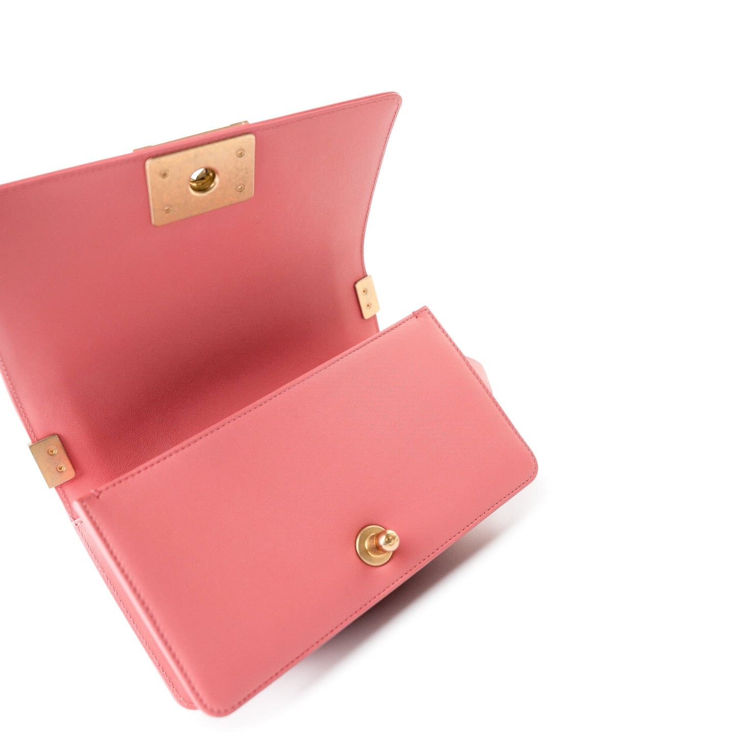 Pink Lambskin Quilted Small Boy Bag Aged Gold Hardware