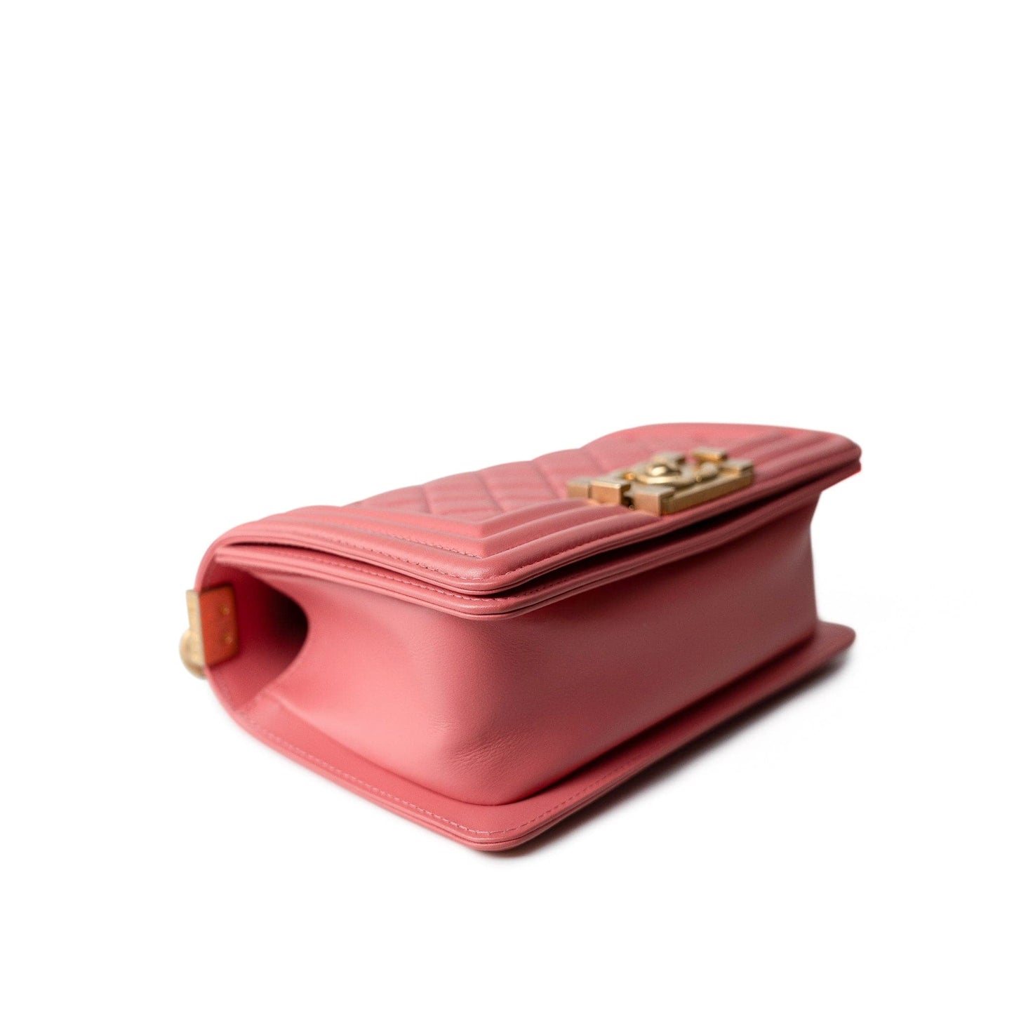 Pink Lambskin Quilted Small Boy Bag Aged Gold Hardware