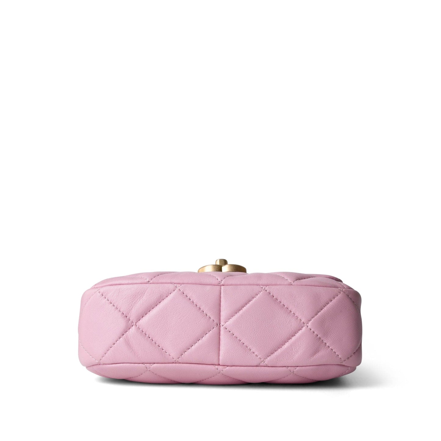 Pink Mini Lacquered Chain Lambskin Quilted Flap Aged Gold Hardware