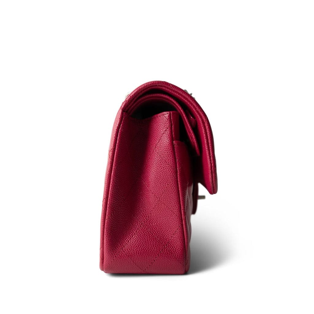Raspberry Caviar Quilted Classic Flap Small Silver Hardware