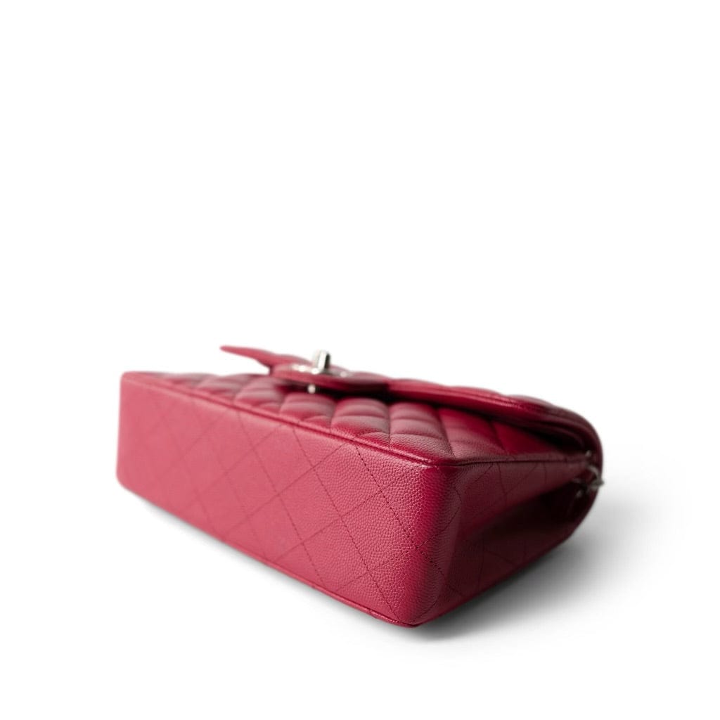 Raspberry Caviar Quilted Classic Flap Small Silver Hardware