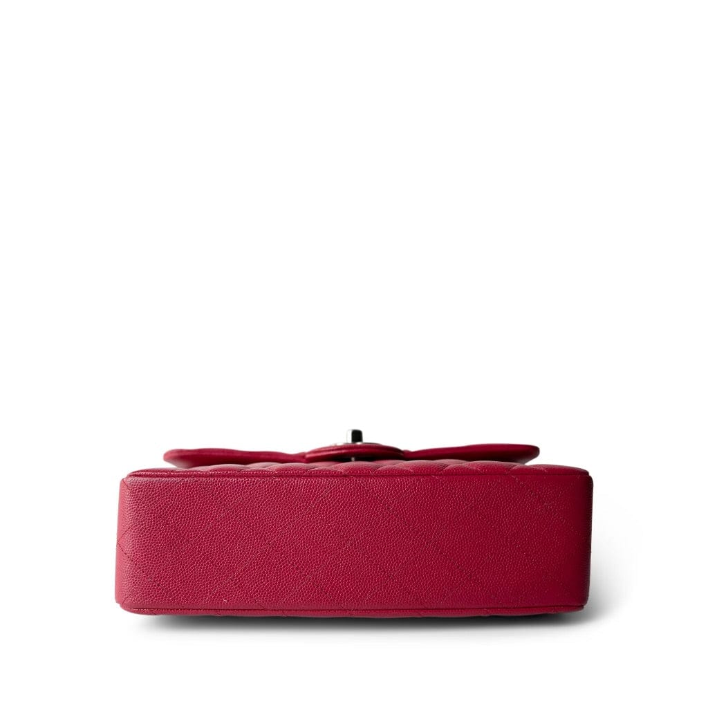 Raspberry Caviar Quilted Classic Flap Small Silver Hardware