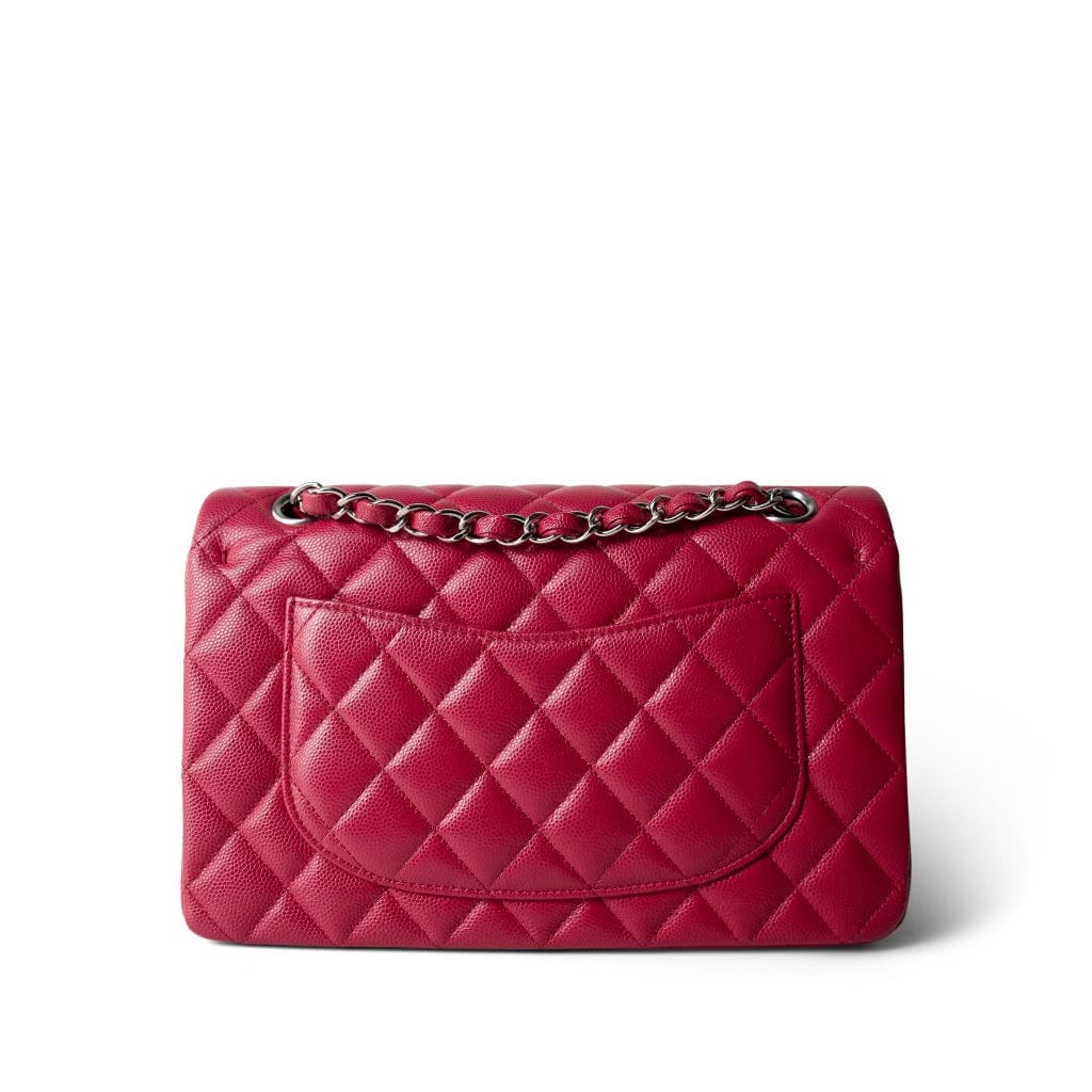 Raspberry Caviar Quilted Classic Flap Small Silver Hardware