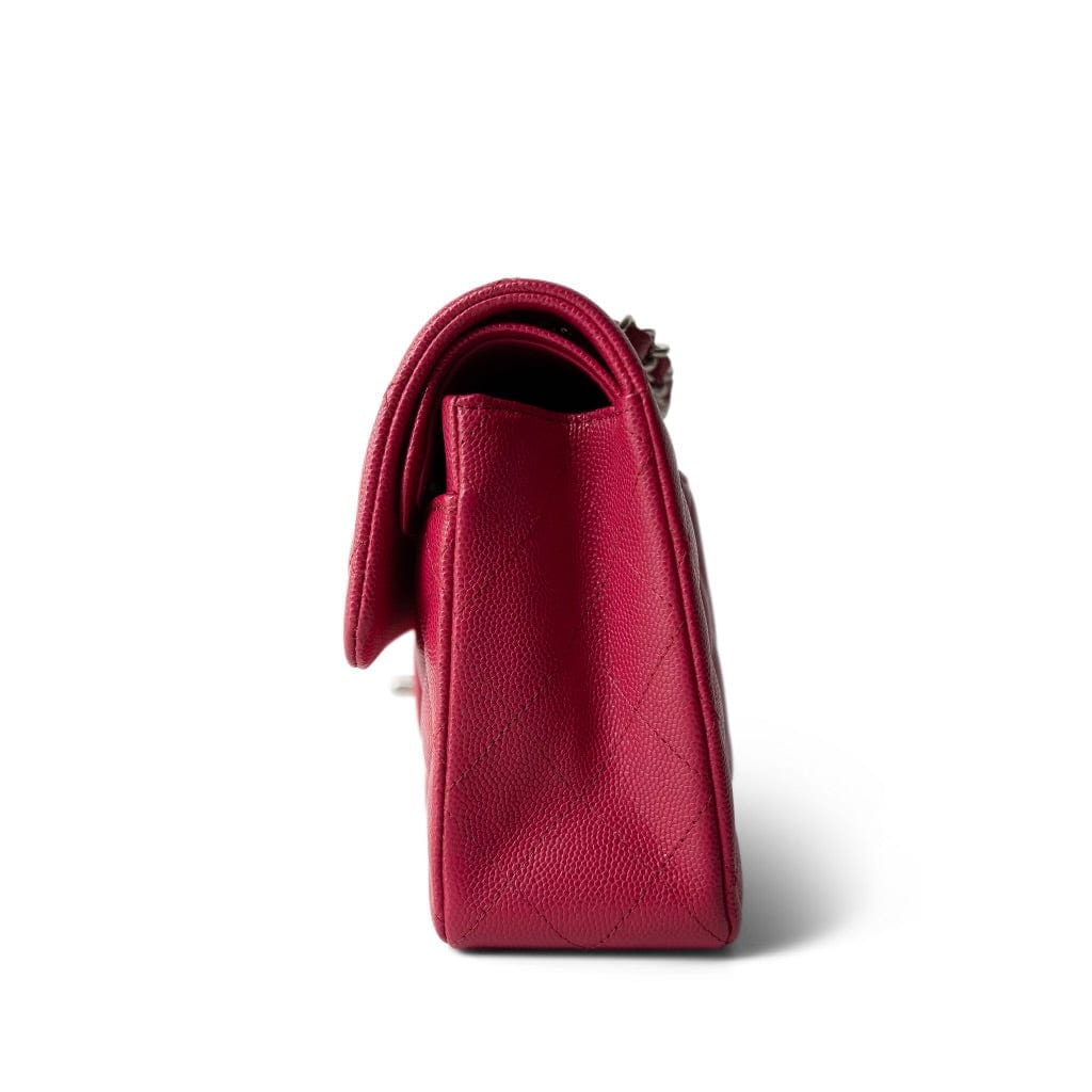 Raspberry Caviar Quilted Classic Flap Small Silver Hardware
