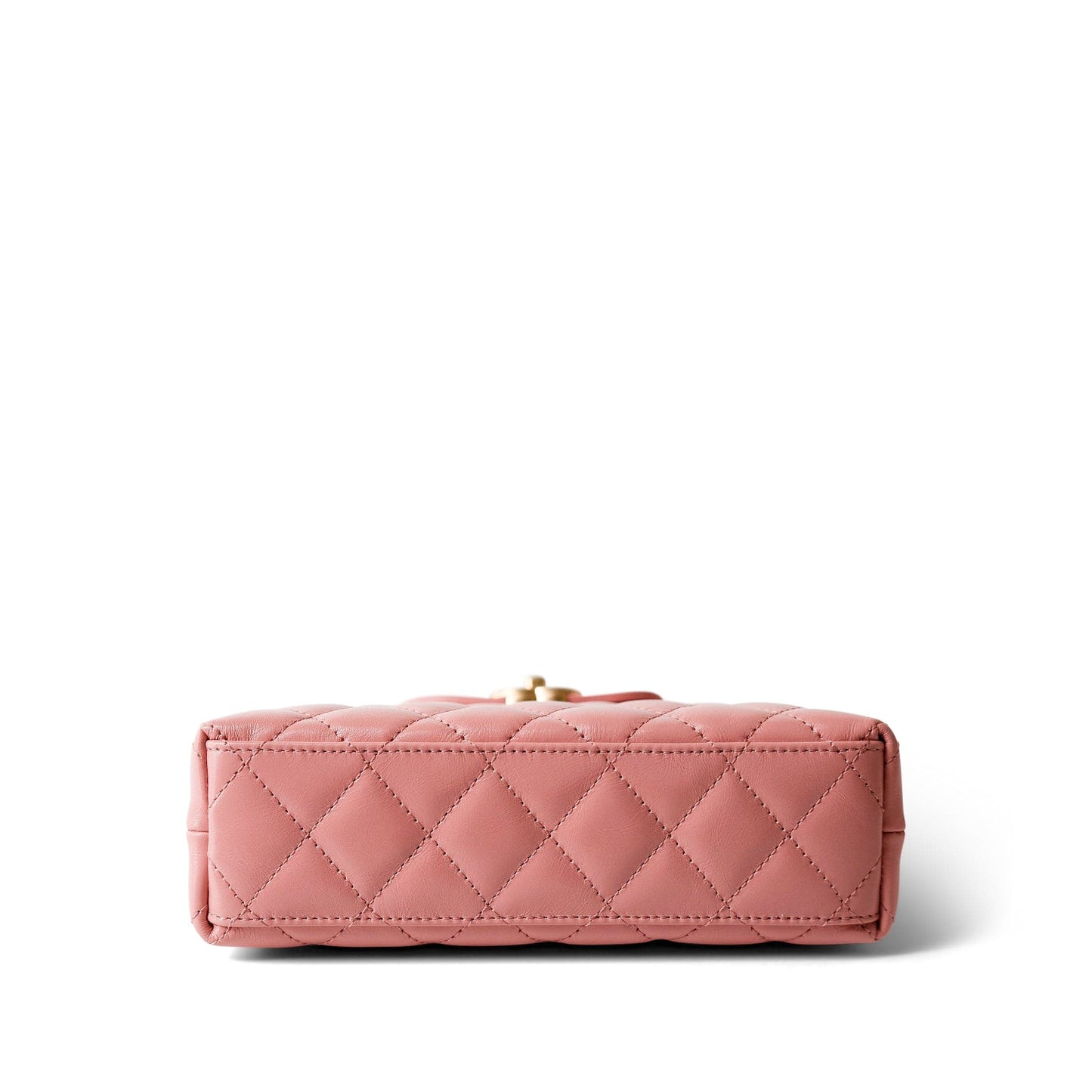 Shiny Aged Calfskin Quilted Nano Kelly Shopper Coral Pink