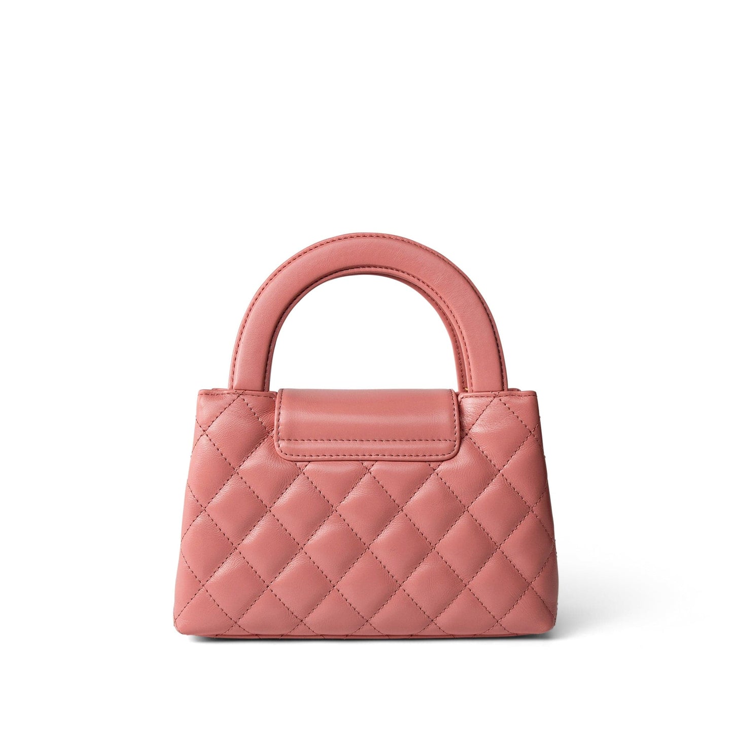 Shiny Aged Calfskin Quilted Nano Kelly Shopper Coral Pink