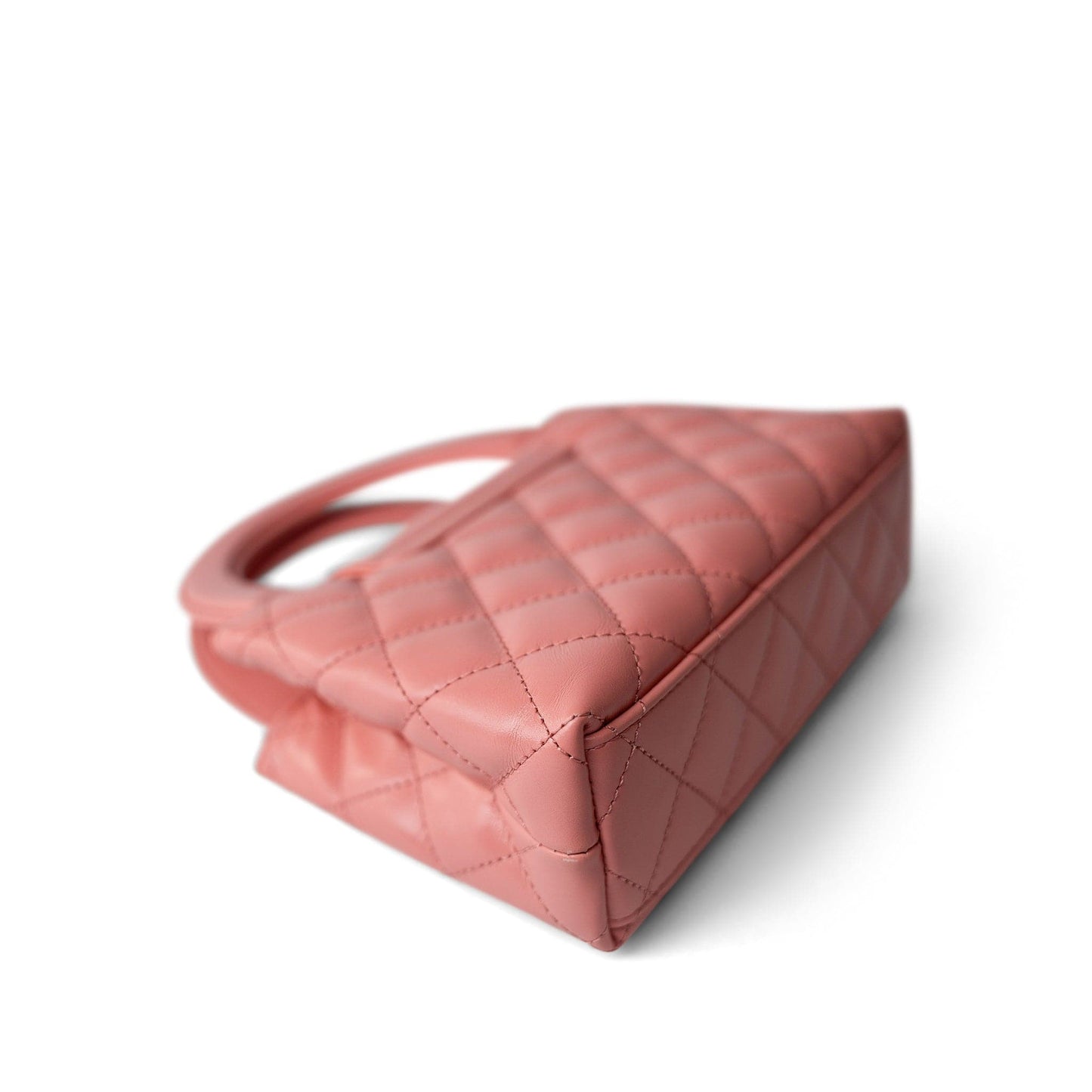 Shiny Aged Calfskin Quilted Nano Kelly Shopper Coral Pink