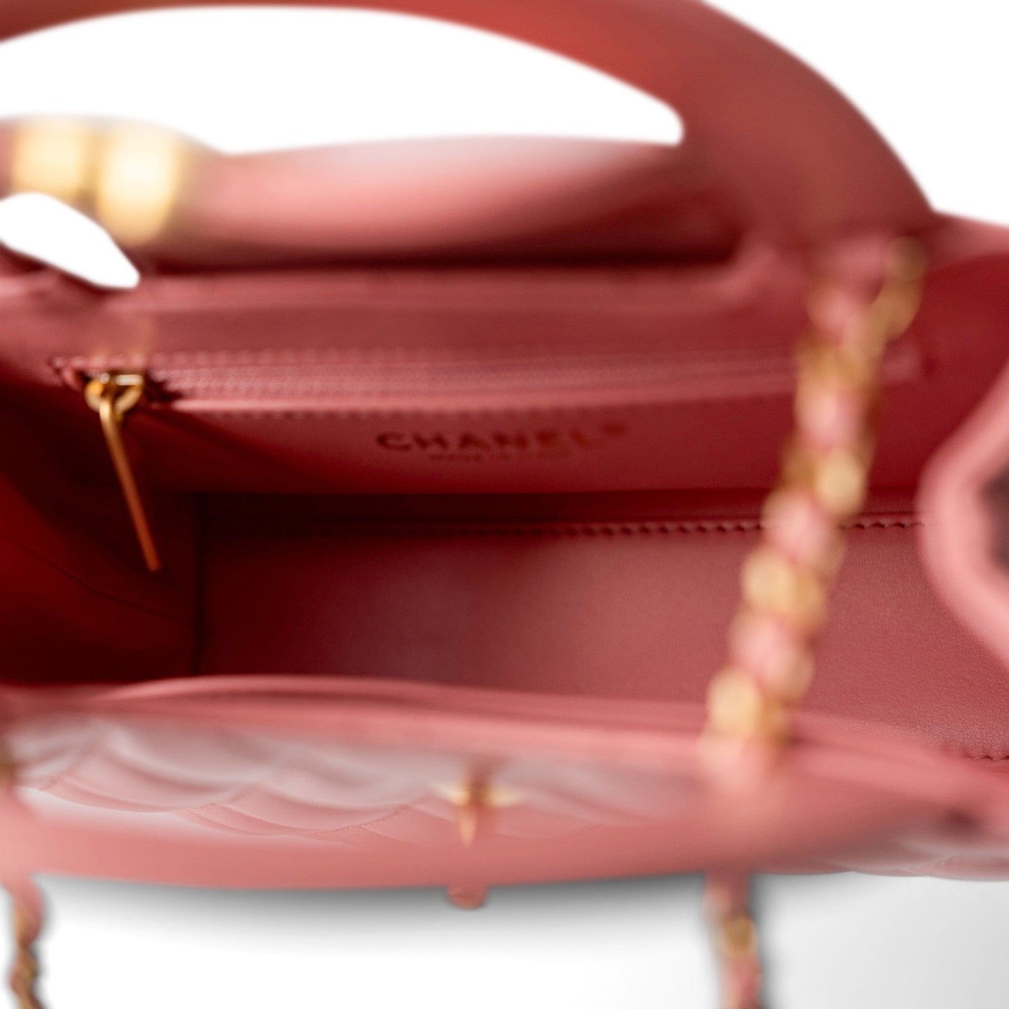 Shiny Aged Calfskin Quilted Nano Kelly Shopper Coral Pink