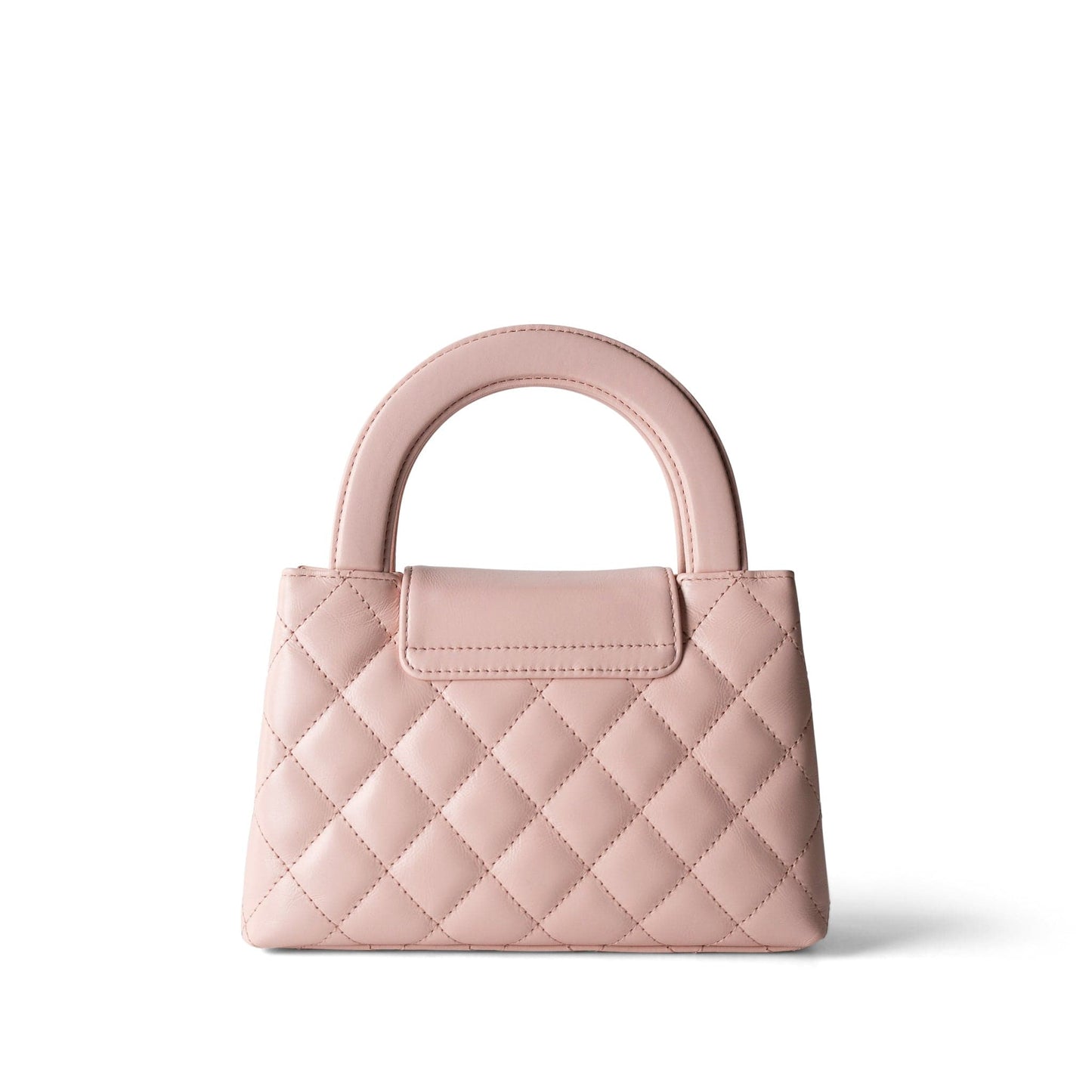 Shiny Aged Calfskin Quilted Nano Kelly Shopper Light Pink