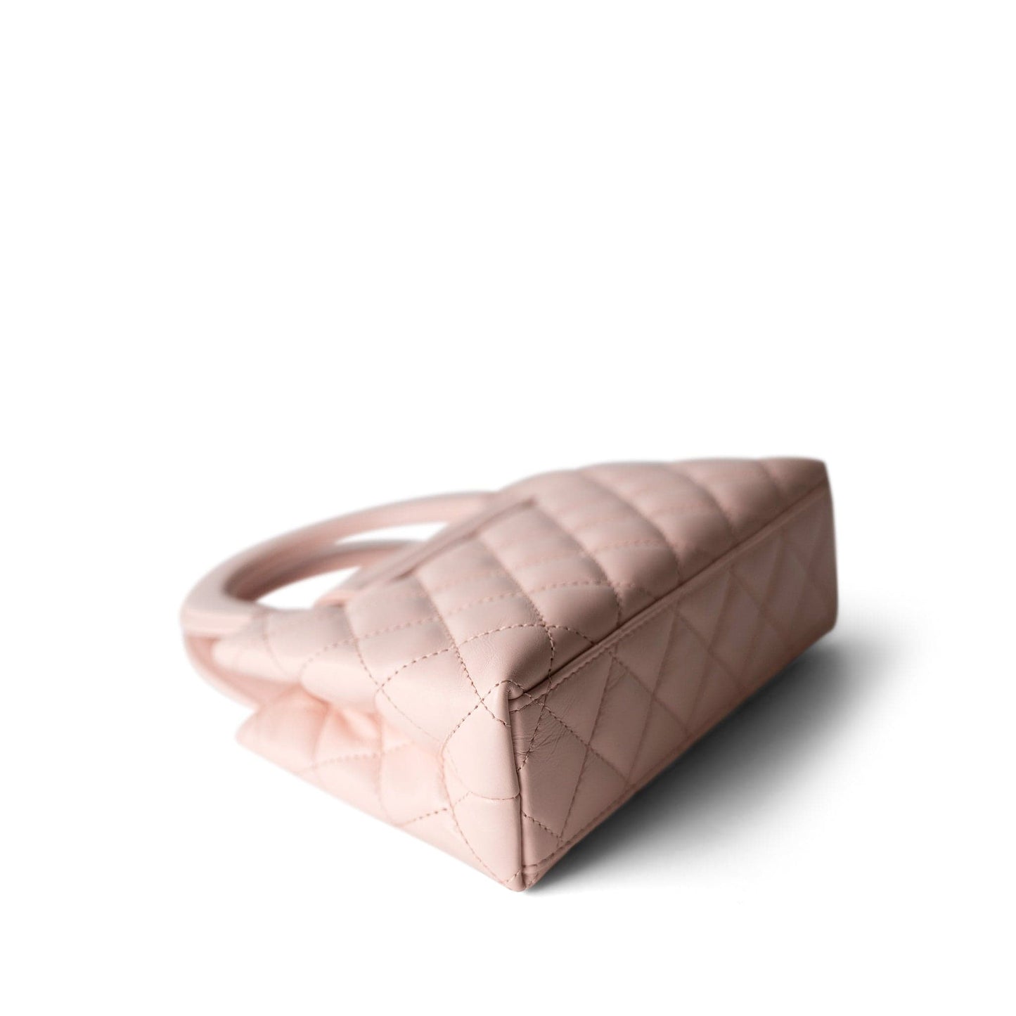 Shiny Aged Calfskin Quilted Nano Kelly Shopper Light Pink