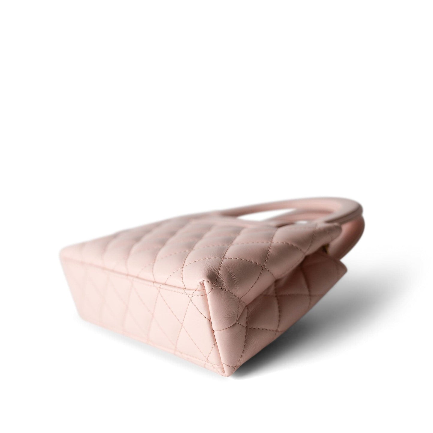 Shiny Aged Calfskin Quilted Nano Kelly Shopper Light Pink