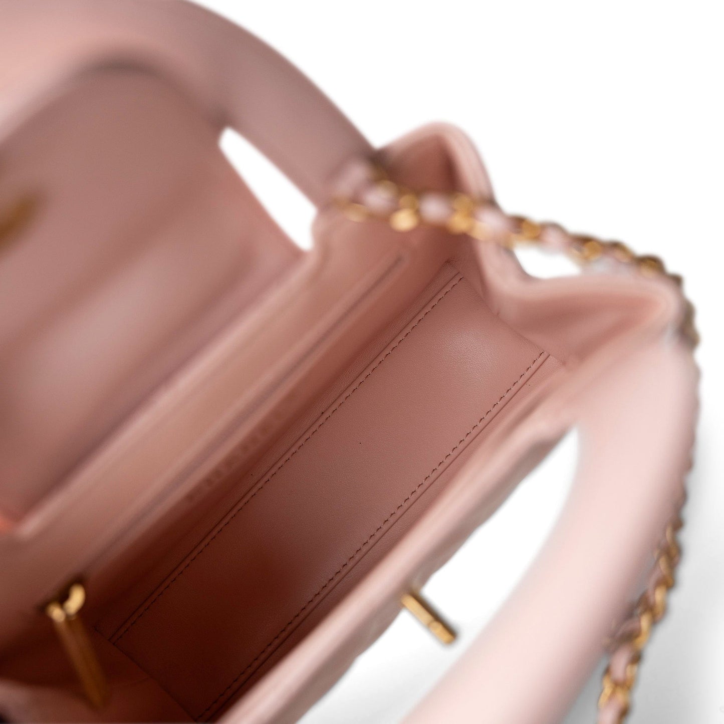 Shiny Aged Calfskin Quilted Nano Kelly Shopper Light Pink