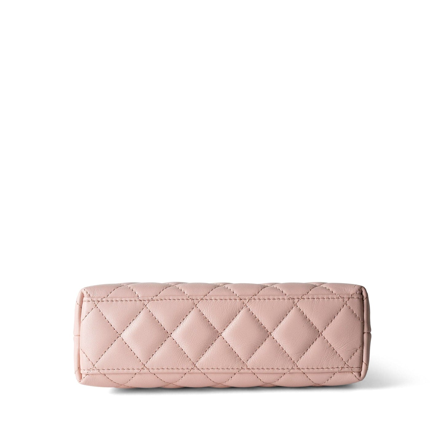 Shiny Aged Calfskin Quilted Nano Kelly Shopper Light Pink