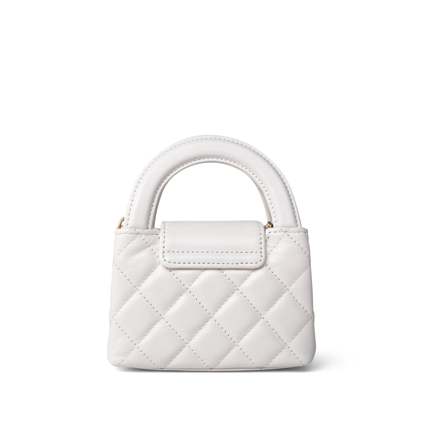 White Aged Calfskin Nano Kelly Mini Shopper
