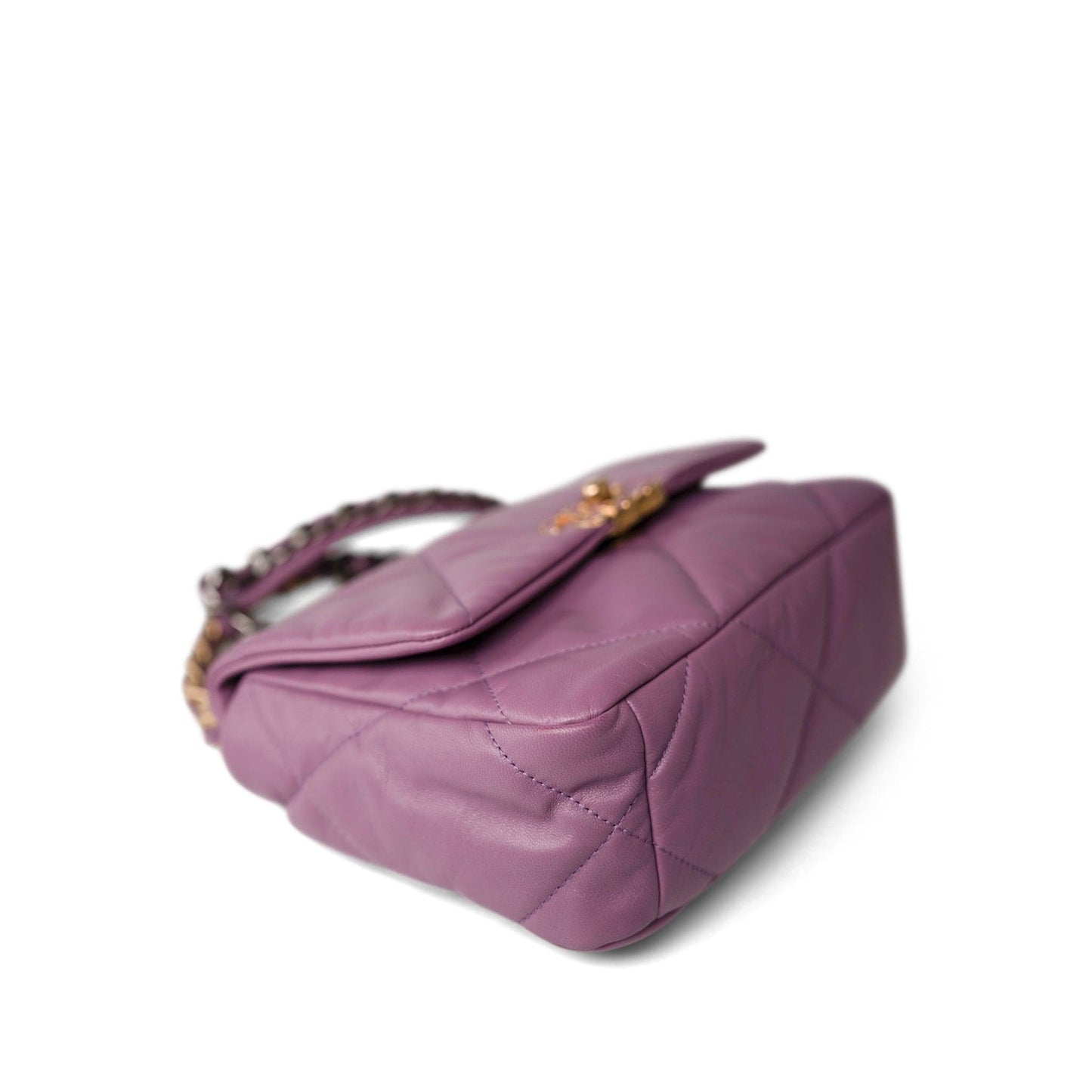 20B Purple Goatskin Quilted 19 Flap Small Mixed Hardware