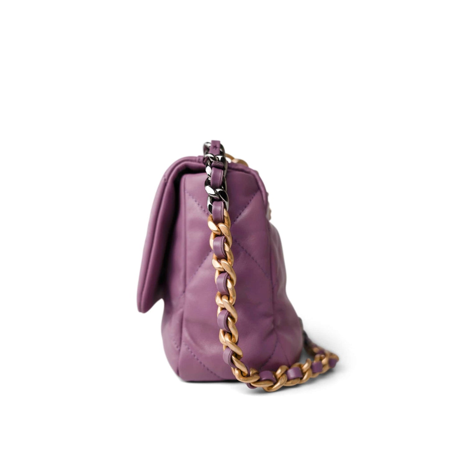 20B Purple Goatskin Quilted 19 Flap Small Mixed Hardware