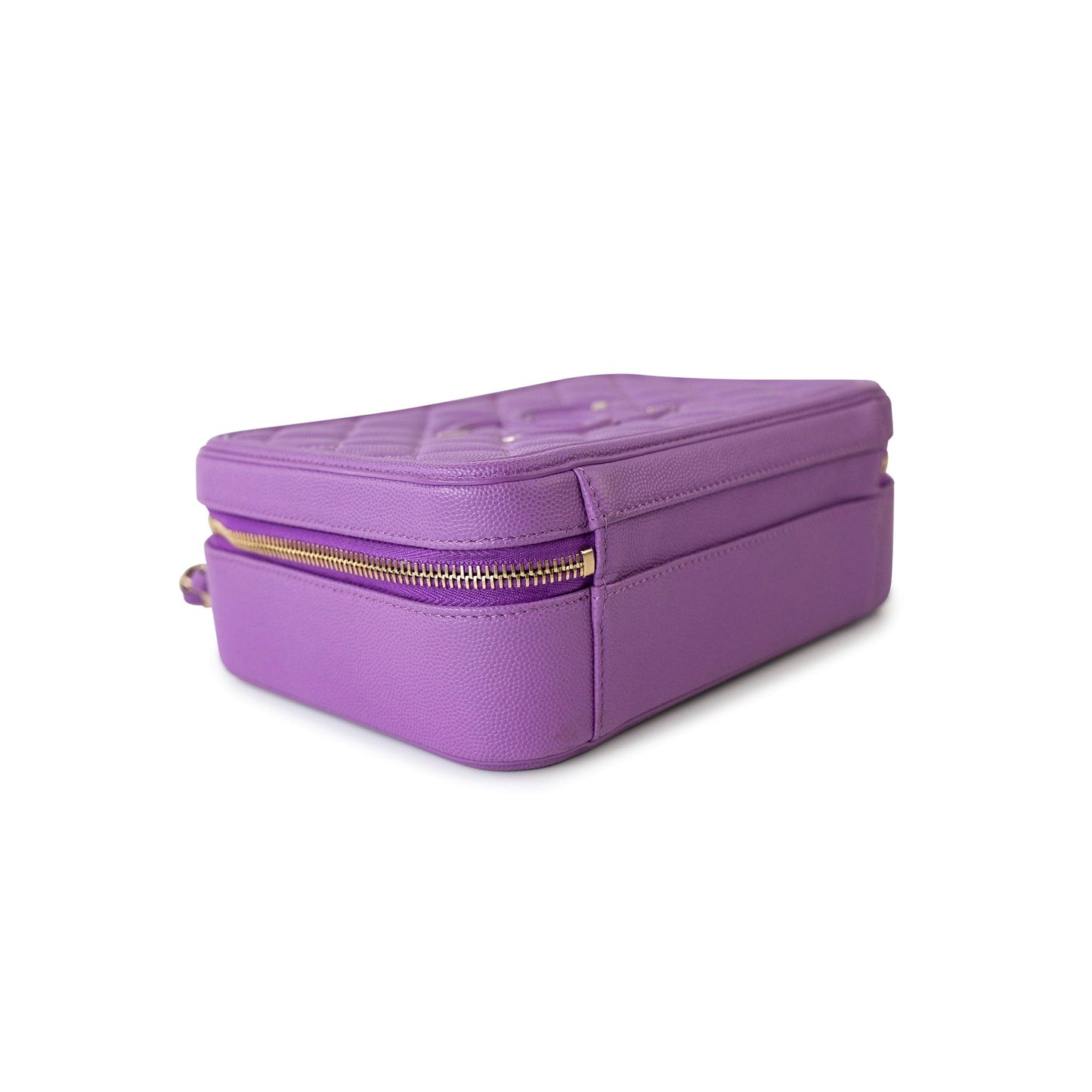 20C Purple Caviar Quilted CC Medium Filigree Vanity Case