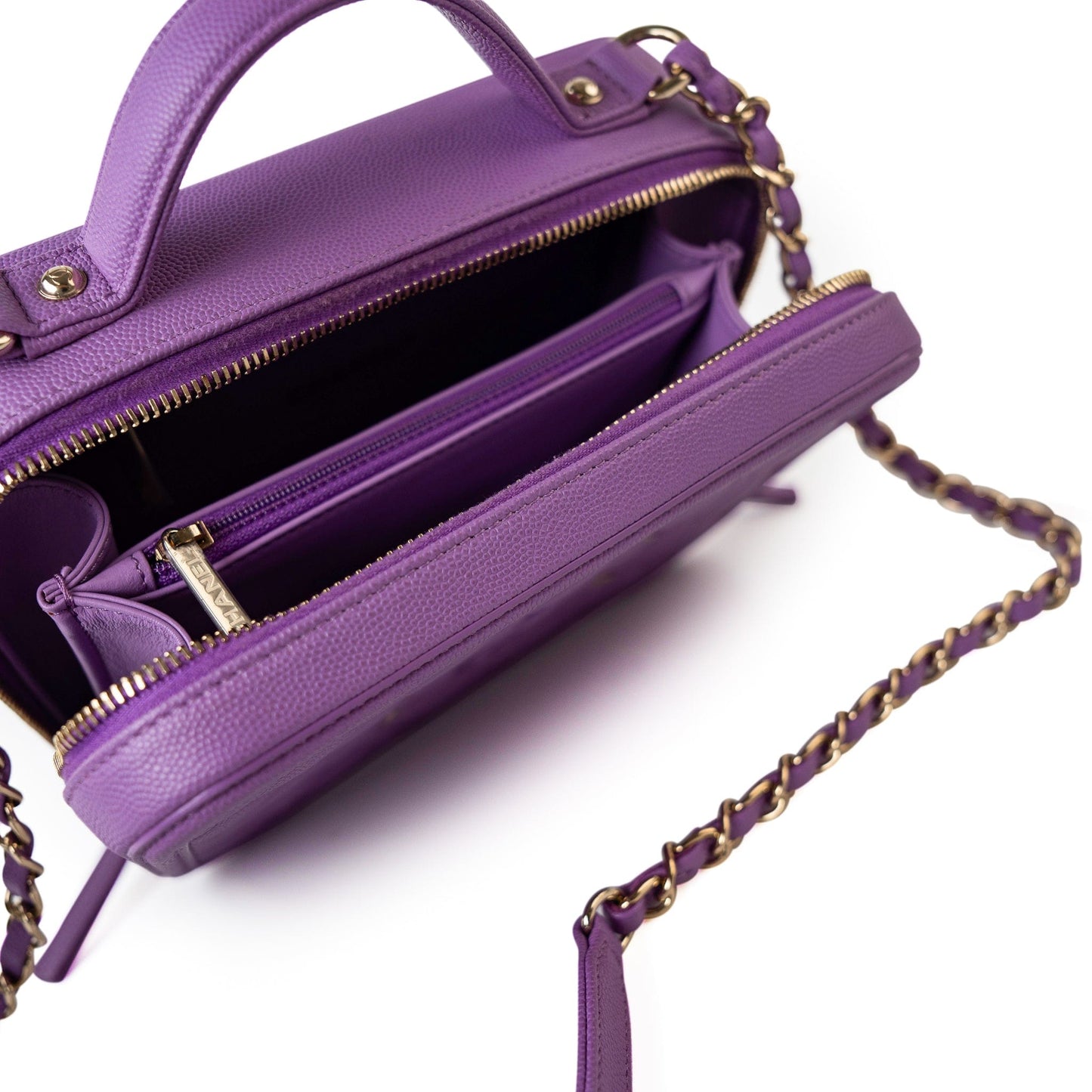 20C Purple Caviar Quilted CC Medium Filigree Vanity Case