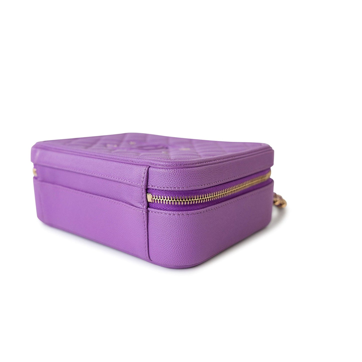 20C Purple Caviar Quilted CC Medium Filigree Vanity Case