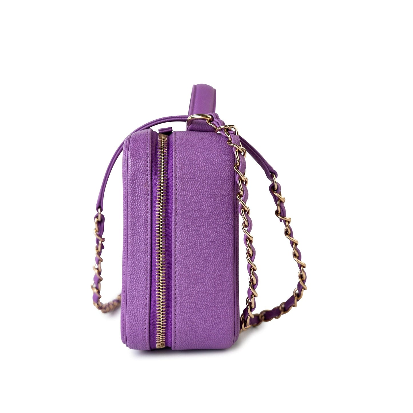 20C Purple Caviar Quilted CC Medium Filigree Vanity Case