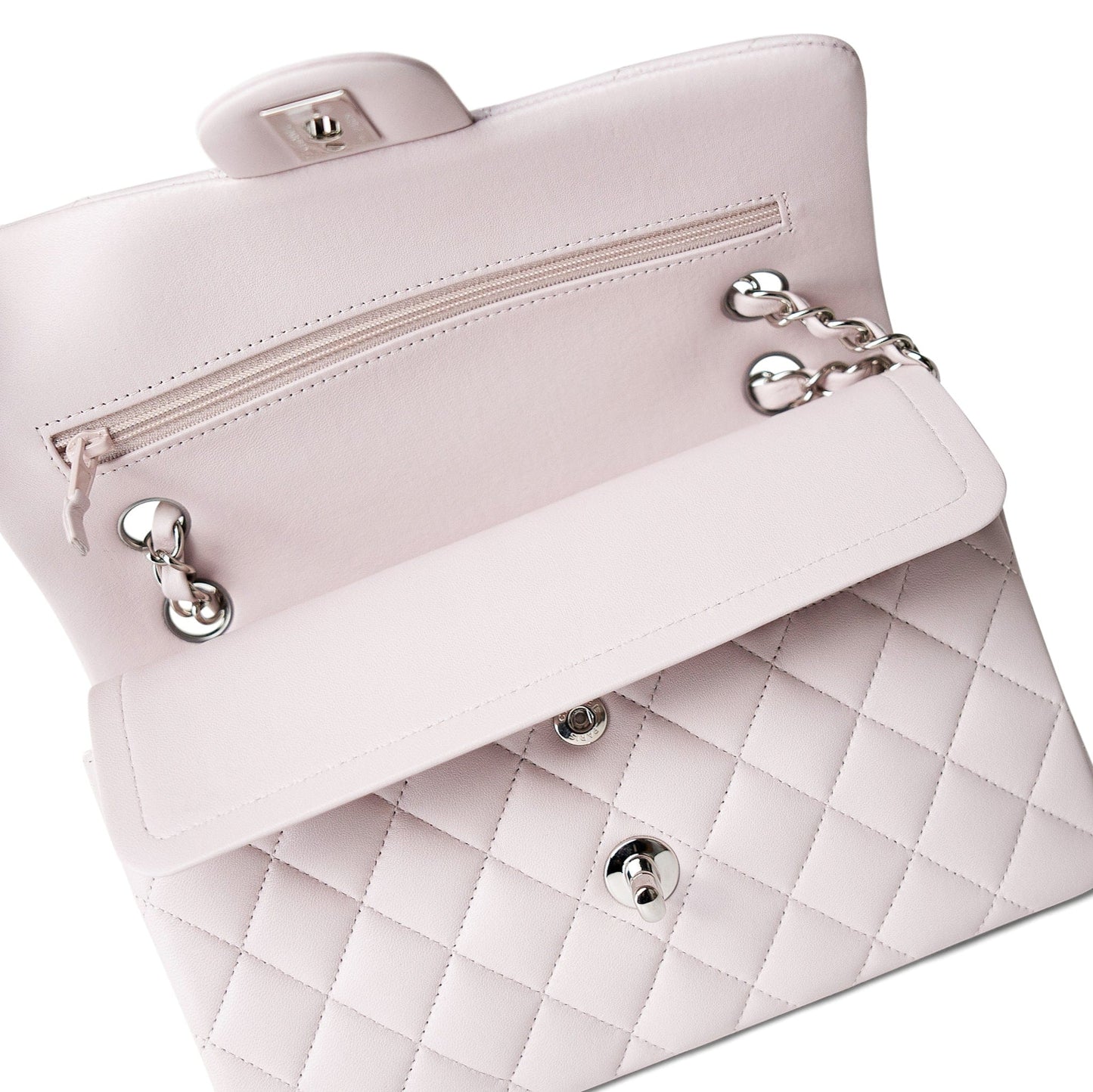 21B Light Purple Lambskin Quilted Classic Flap Small Silver Hardware