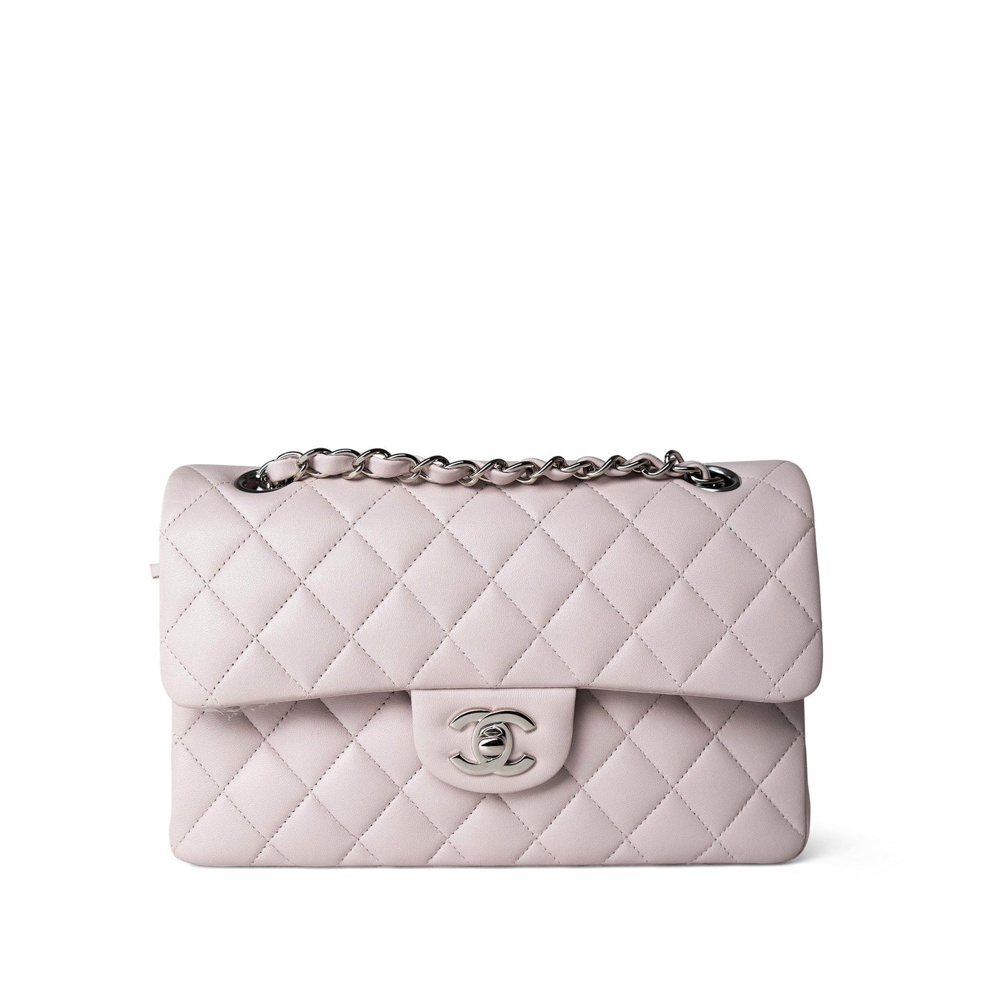 21B Light Purple Lambskin Quilted Classic Flap Small Silver Hardware
