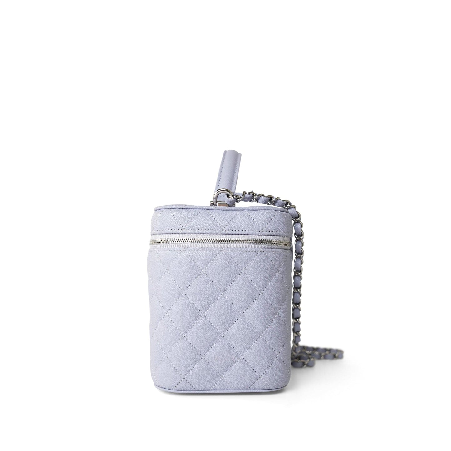 21K Lavender Caviar Quilted Top Handle Vanity Case Silver Hardware