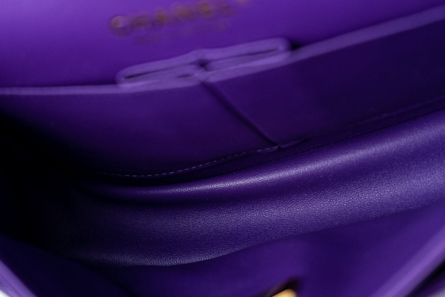 22A Purple Caviar Quilted Small Classic Flap Light Gold Hardware