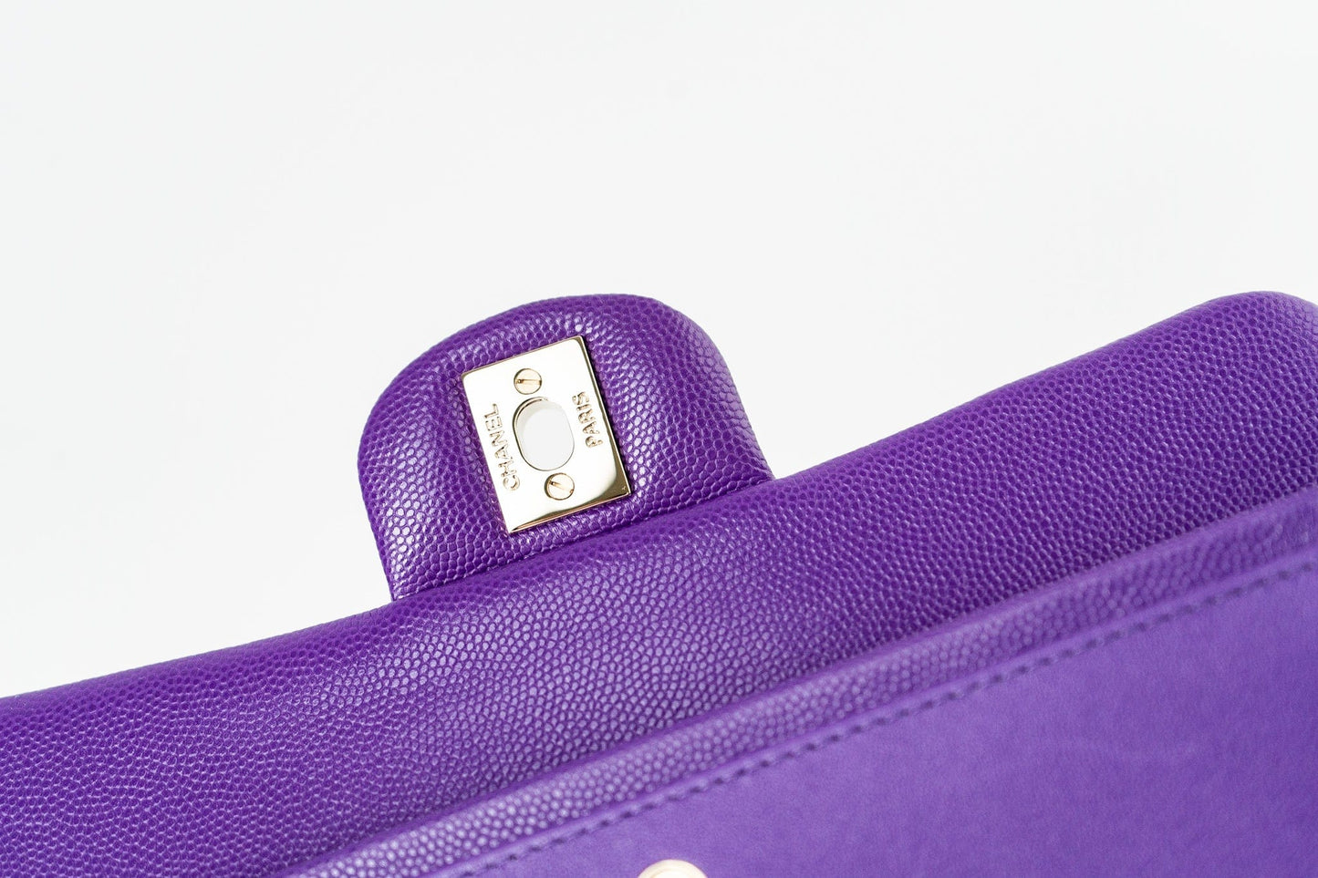 22A Purple Caviar Quilted Small Classic Flap Light Gold Hardware