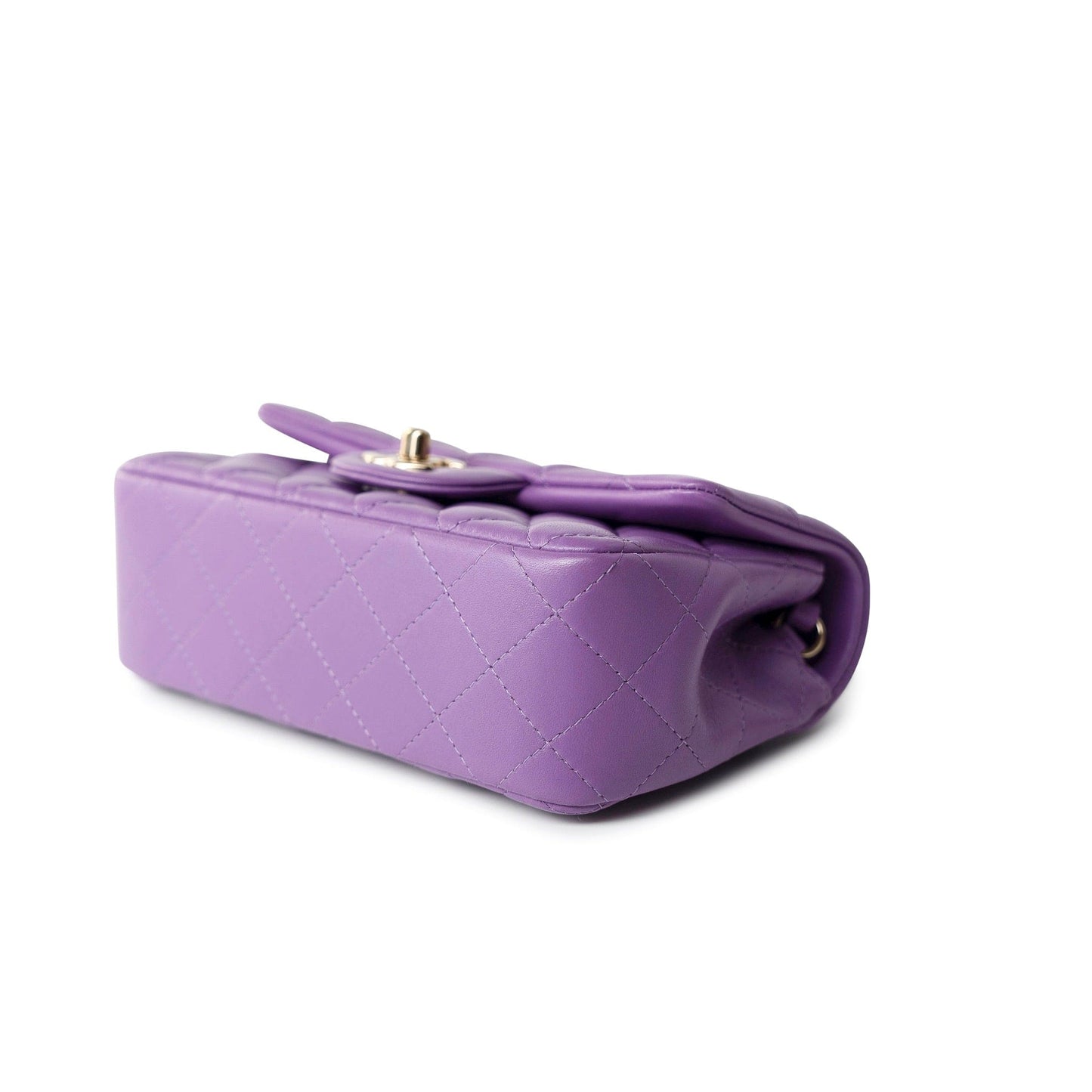 22s Purple Lambskin Quilted Mini Rectangular Single Flap