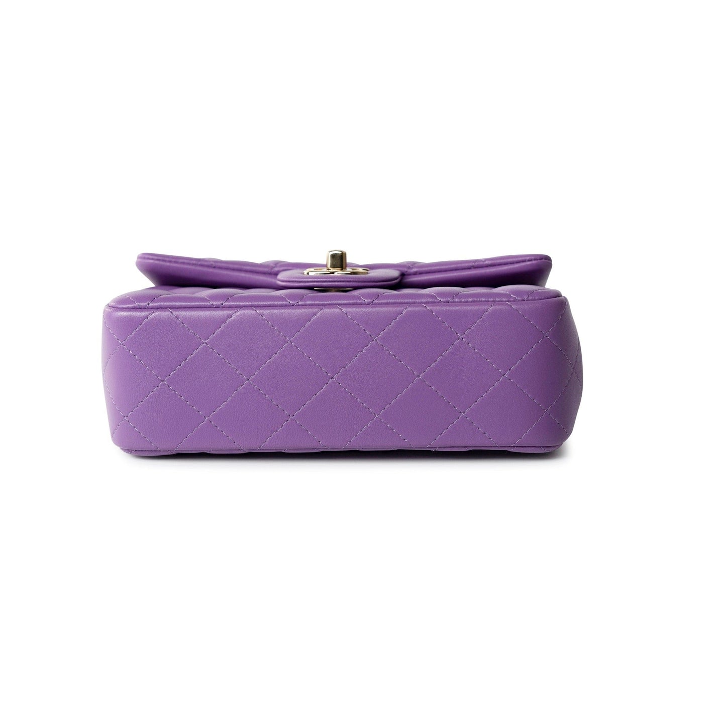 22s Purple Lambskin Quilted Mini Rectangular Single Flap