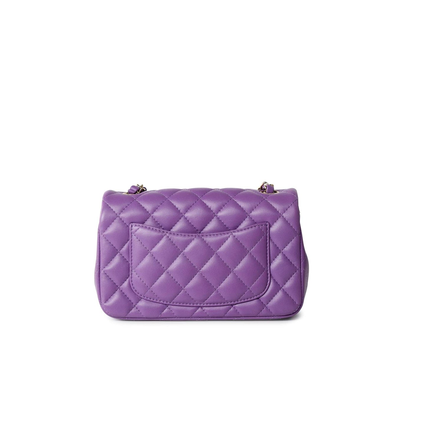 22s Purple Lambskin Quilted Mini Rectangular Single Flap