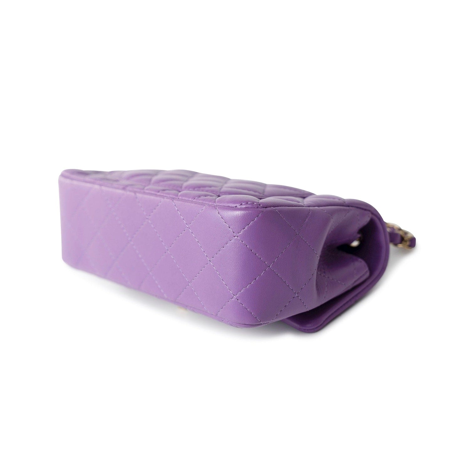 22s Purple Lambskin Quilted Mini Rectangular Single Flap