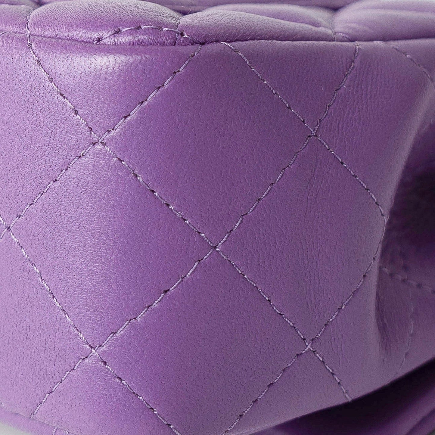 22s Purple Lambskin Quilted Mini Rectangular Single Flap