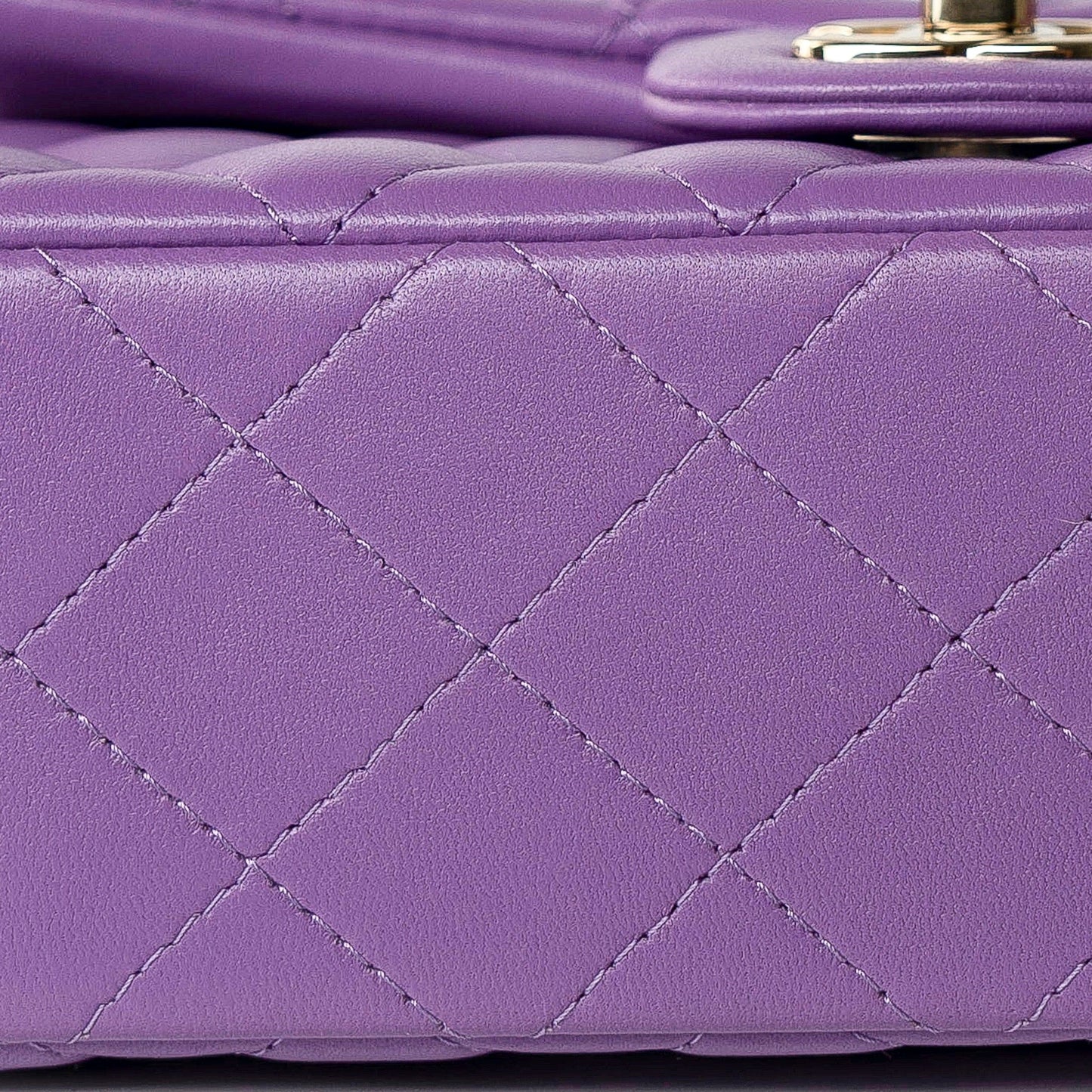 22s Purple Lambskin Quilted Mini Rectangular Single Flap