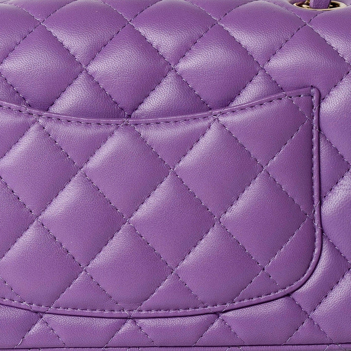 22s Purple Lambskin Quilted Mini Rectangular Single Flap